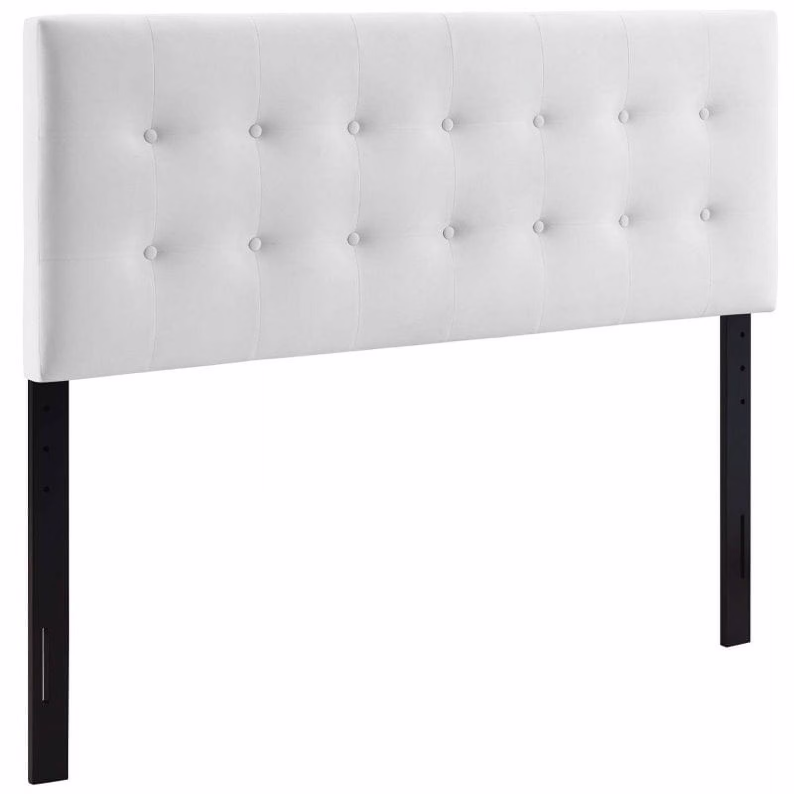 Pemberly Row Modern Fabric Biscuit Tufted Velvet Queen Headboard in White