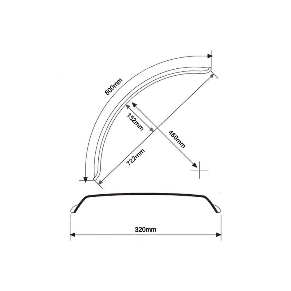 RAParts S.31511 Mudguard, Length: 800mm, Width: 230mm.