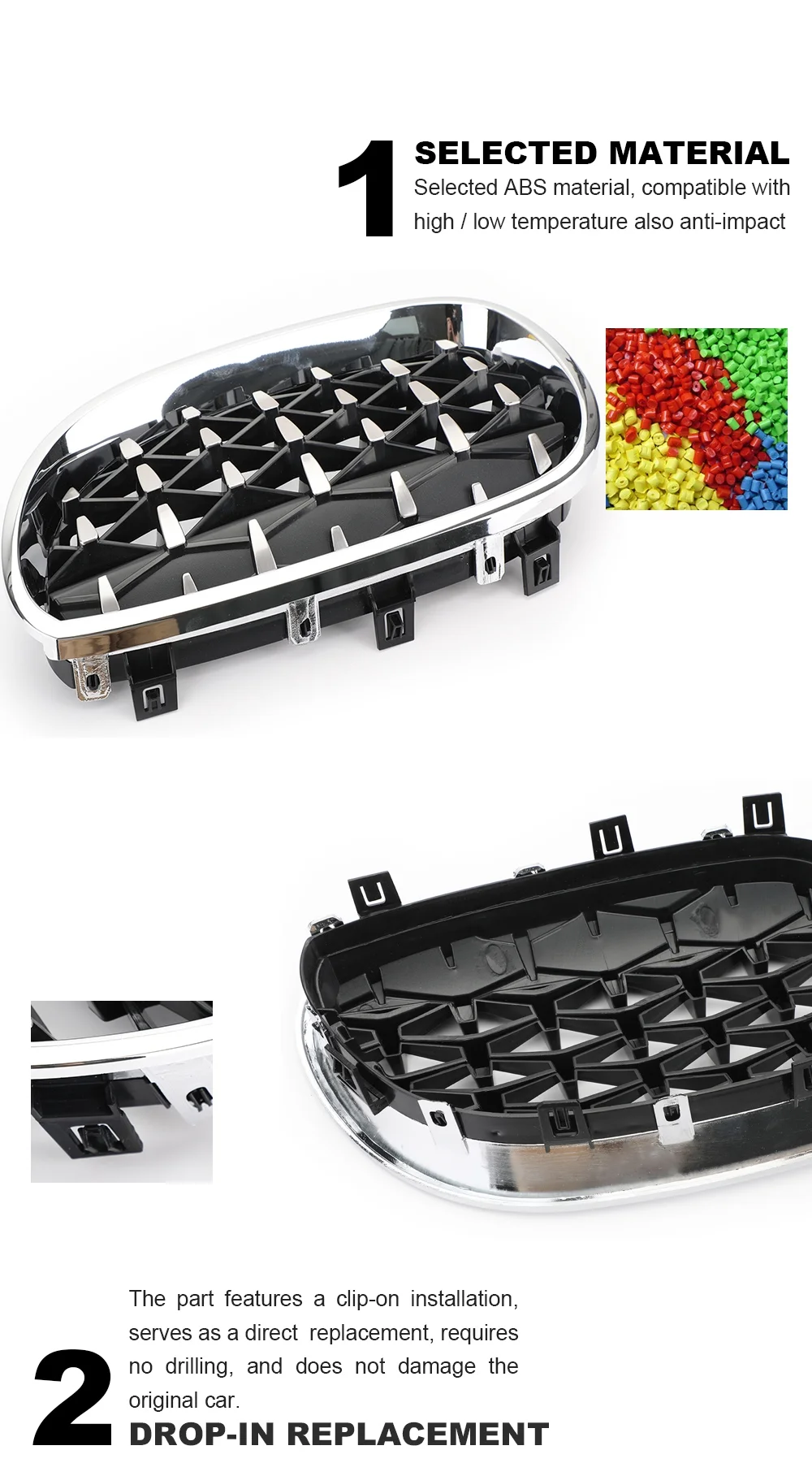 Front Replacement Gloss Black Kidney Grille For BMW E60 E61 5 Series 2003-2010