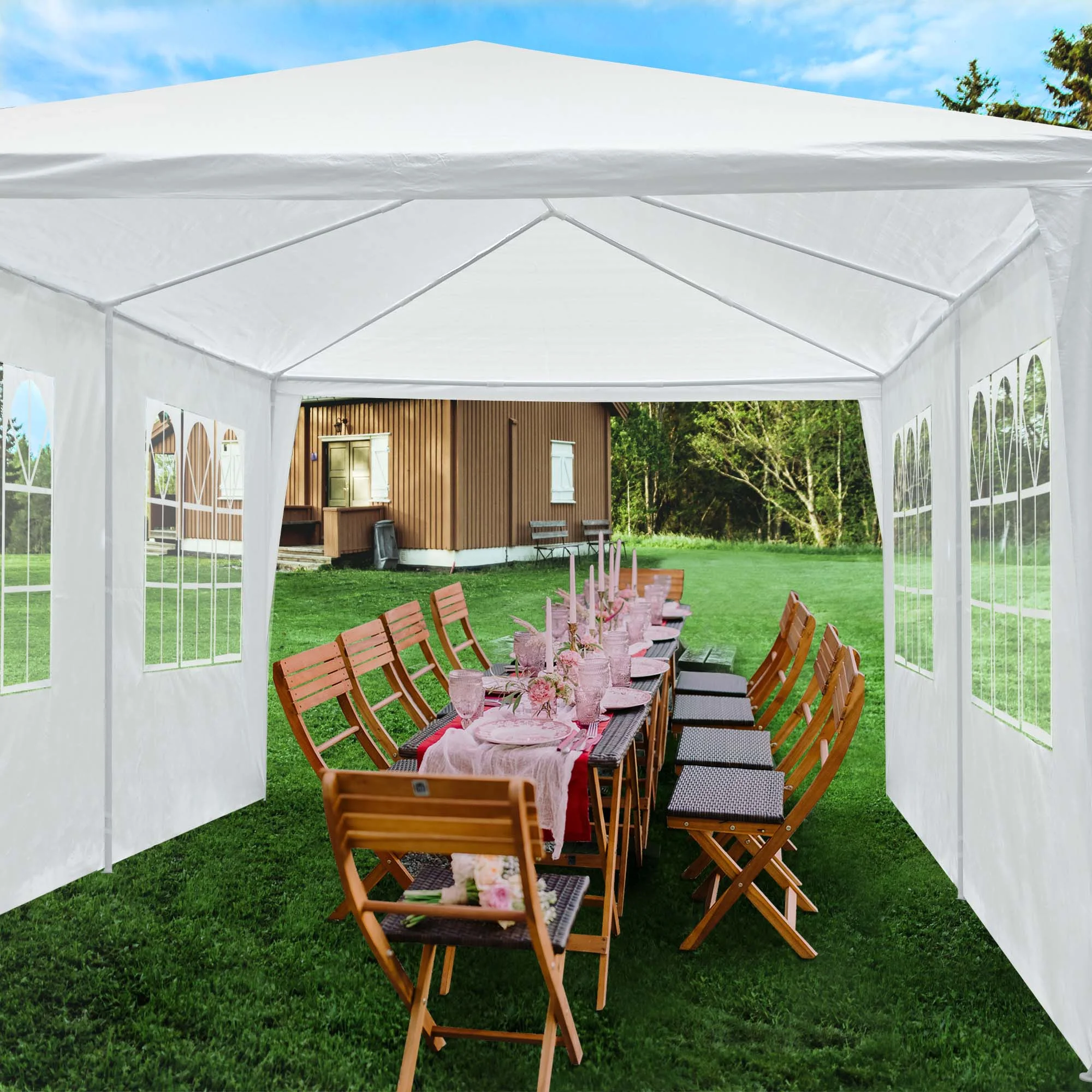 Yescom 10'x20' White Outdoor Wedding Party Patio Enclosed Canopy Tent w/ Removable Side Wall Canopy Sun Shelter