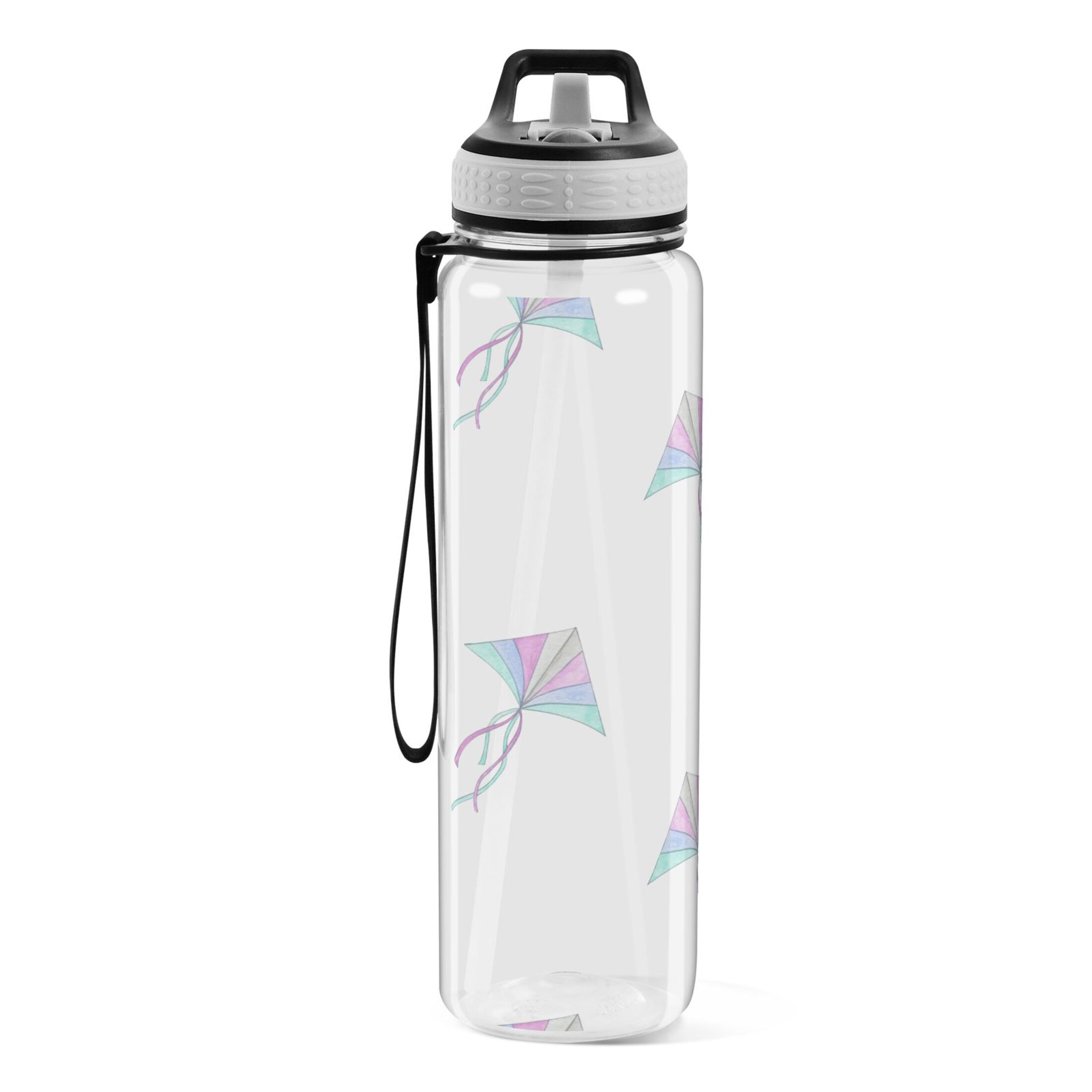 Kites 32oz Water Bottles with Straw Tritan Leakproof Sports Bottle BPA Free Clear for Fitness Gym Swimming Cycling