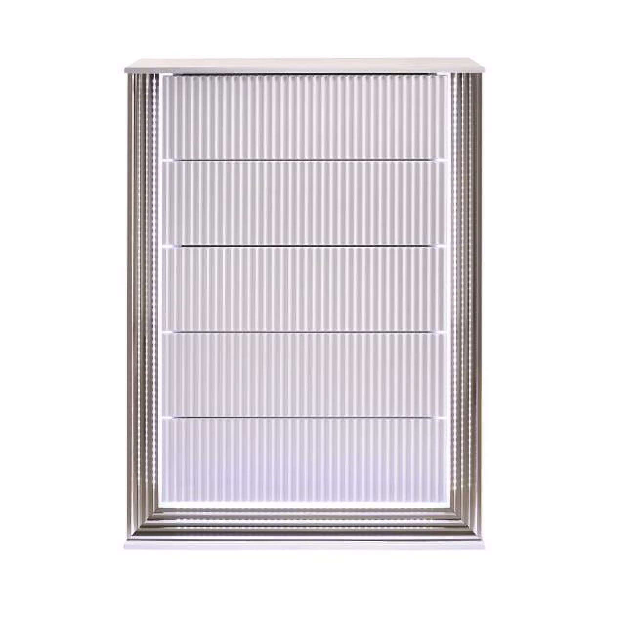 50 x 36 x 19 in. White Solid Wood Mirrored Five Drawers Standard Chest