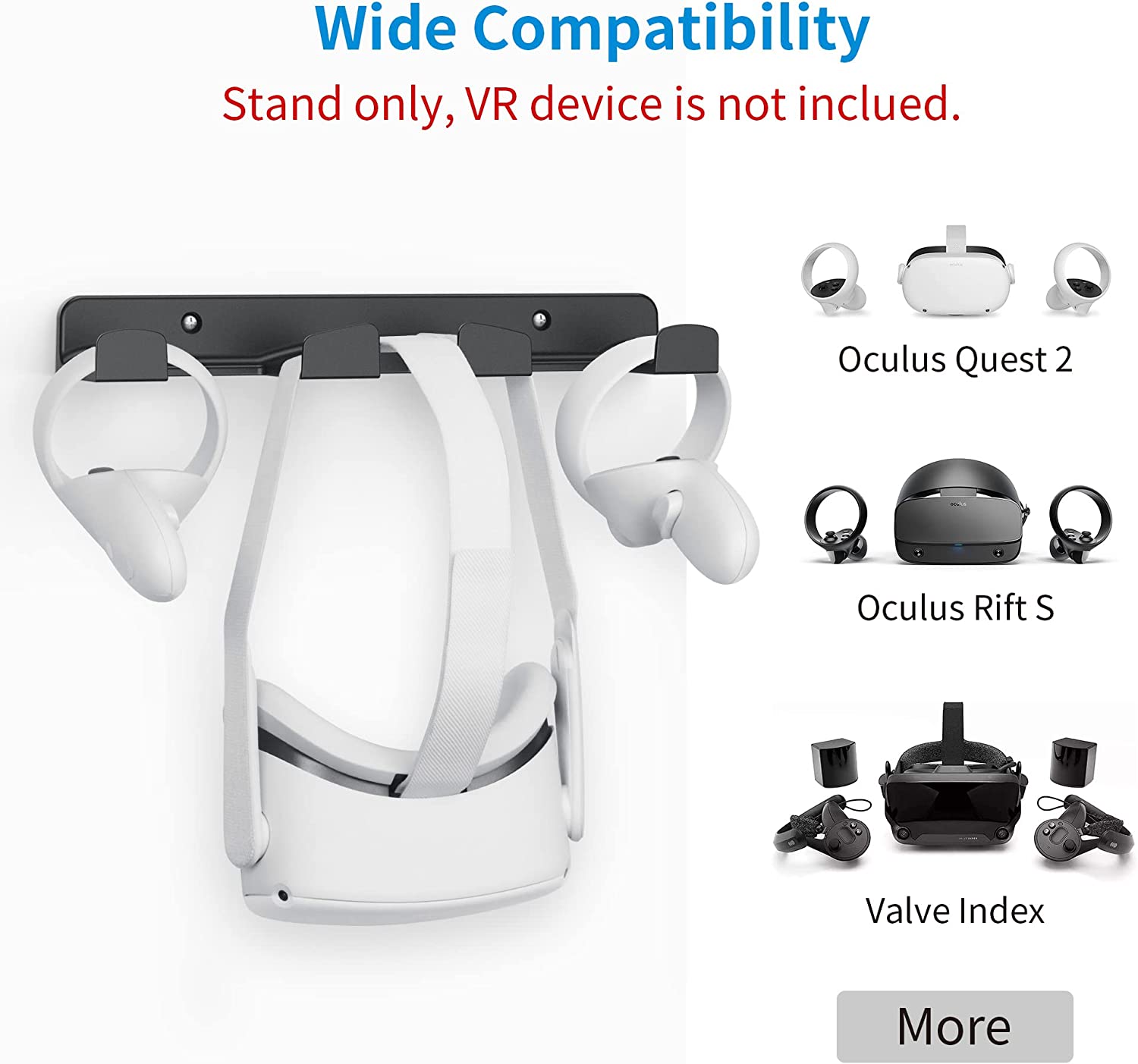 VR Wall Mount - Storage Stand Display Holder Hook for Oculus Quest 2/ Quest/ Rift/ Rift S/ Valve Index/ HTC