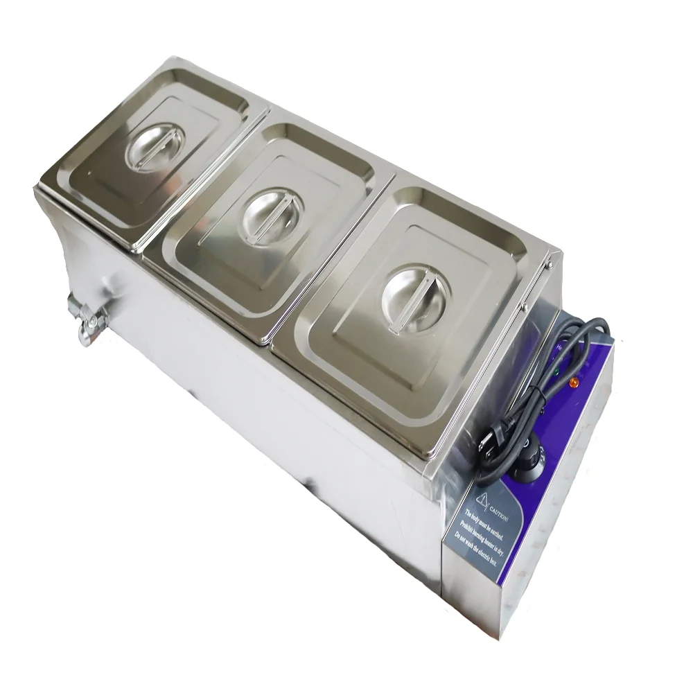 INTBUYING 3 Pan Large Capacity Bain Marie Food Warmer Stainless Steel Steam Table Restaurant Canteen