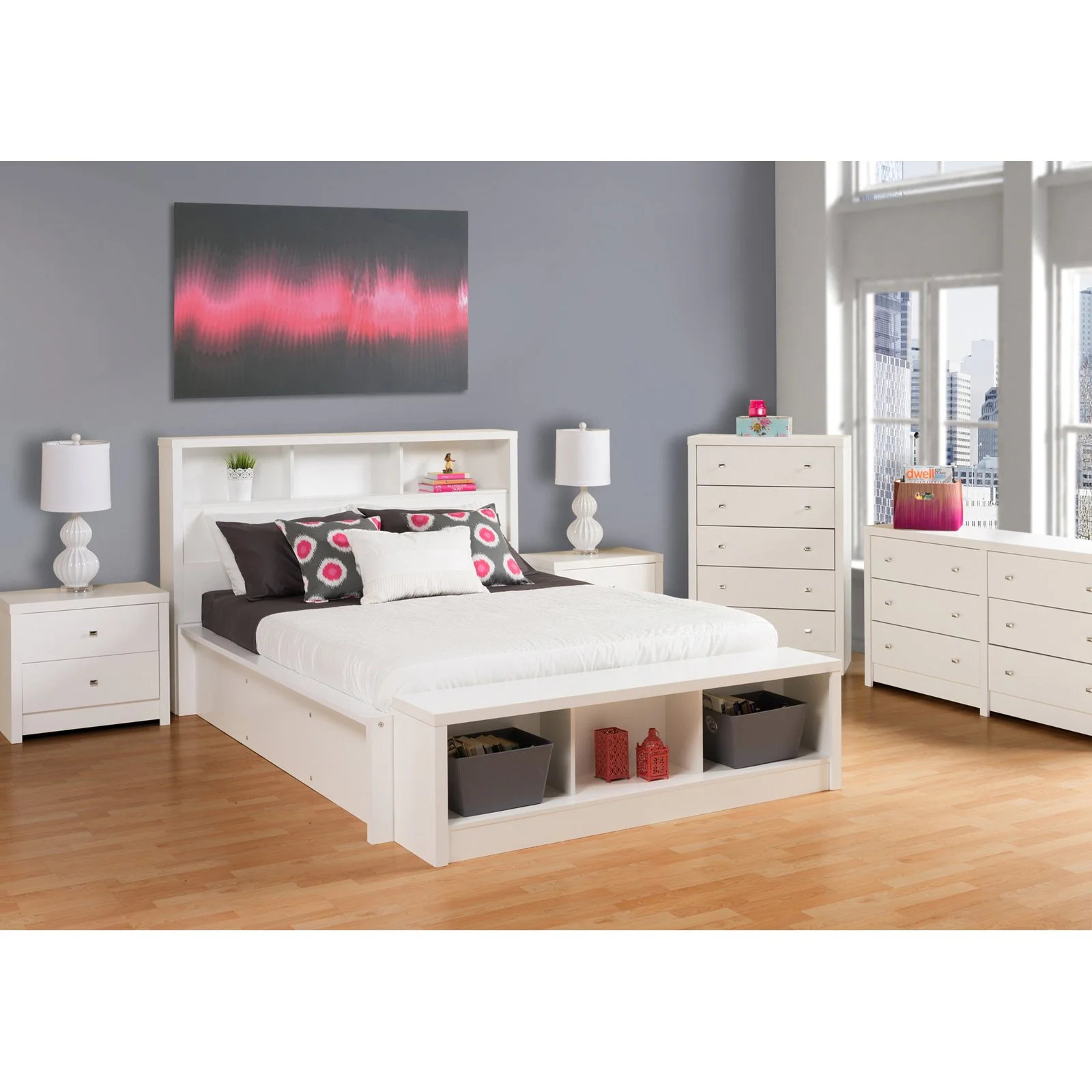 Prepac Calla Cosmopolitan Transitional 6-Drawer Double Dresser, White