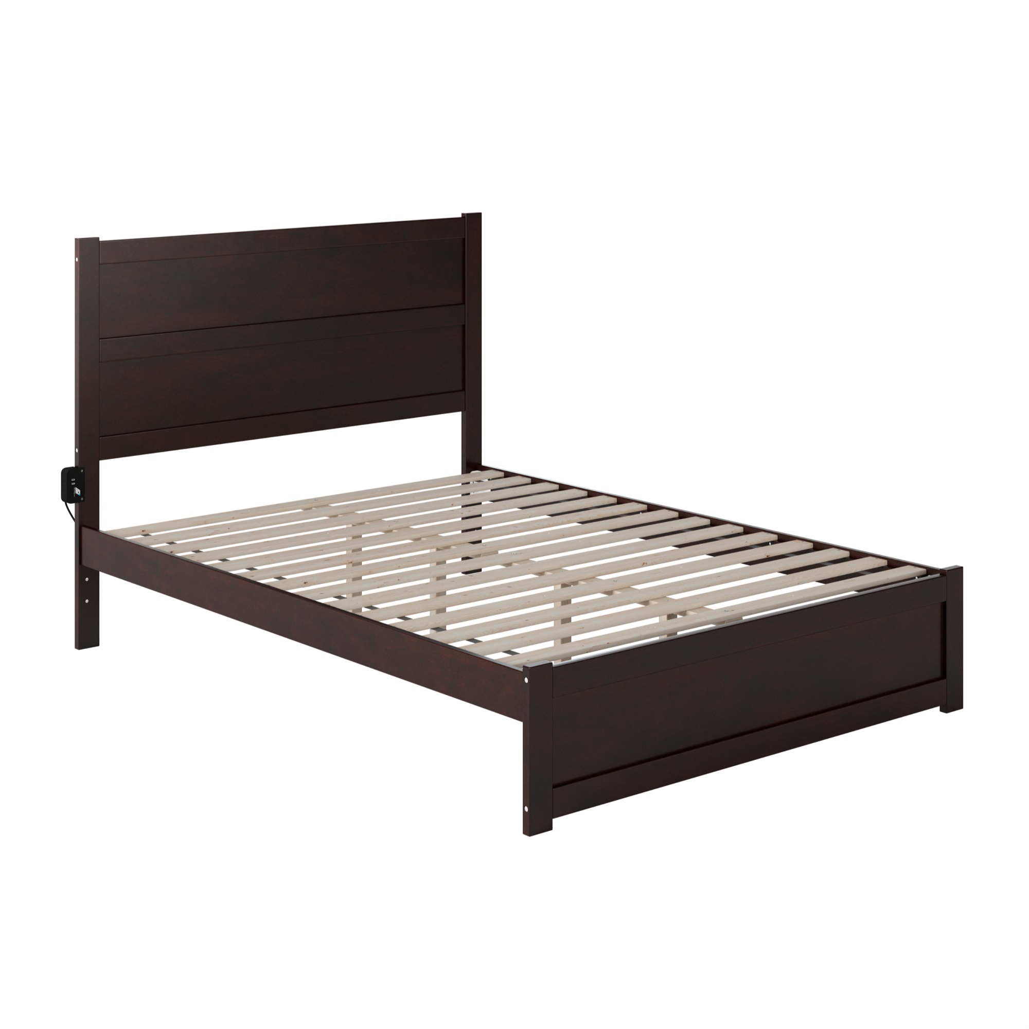 AFI NoHo Queen Solid Wood Bed with Footboard with USB Charger in Espresso