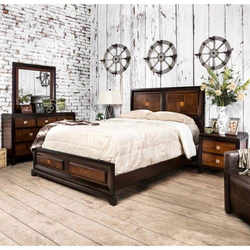 Furniture of America  Wigh Rustic Walnut Solid Wood Panel Bed Eastern King