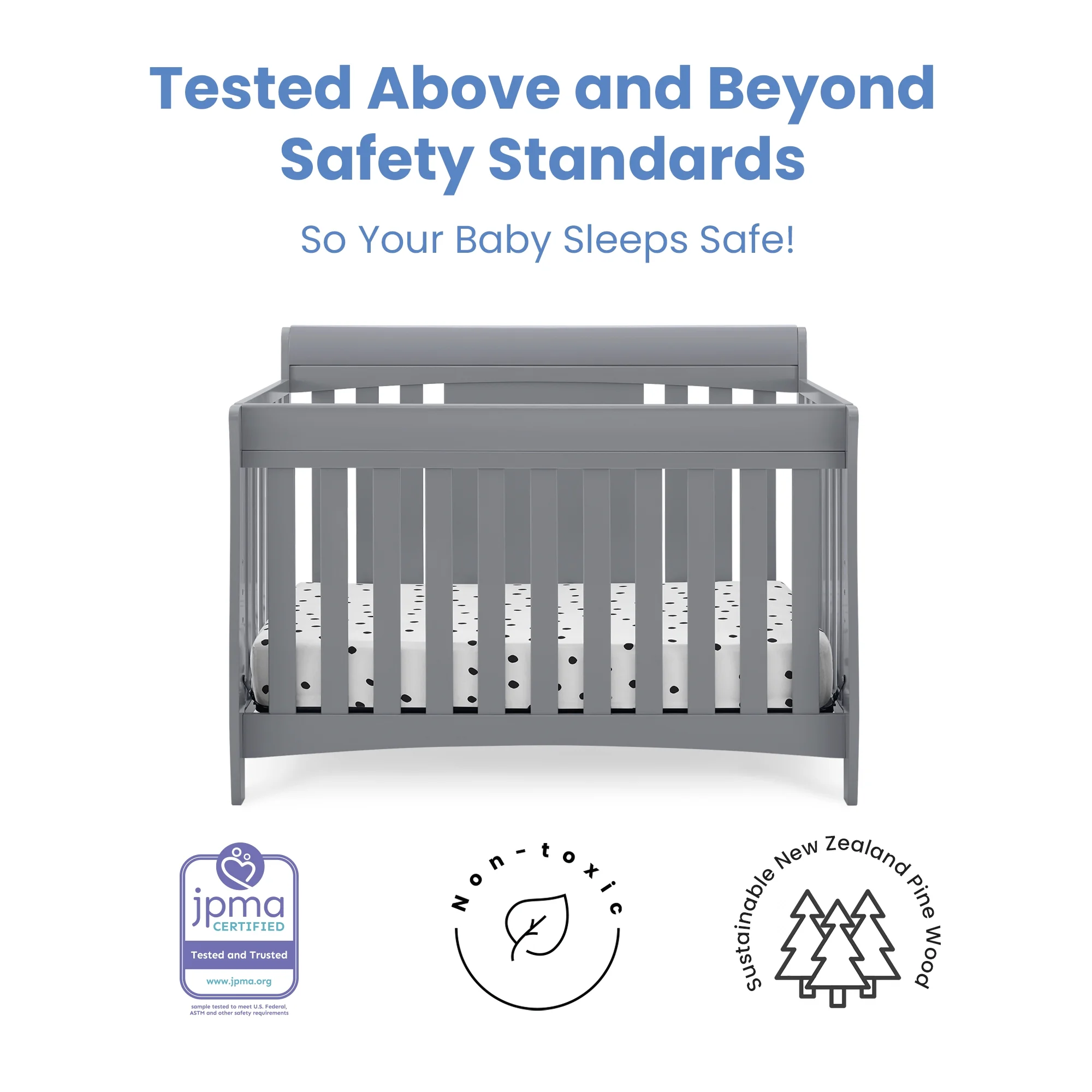 Delta Children Richmond 6-in-1 Convertible Baby Crib, Grey