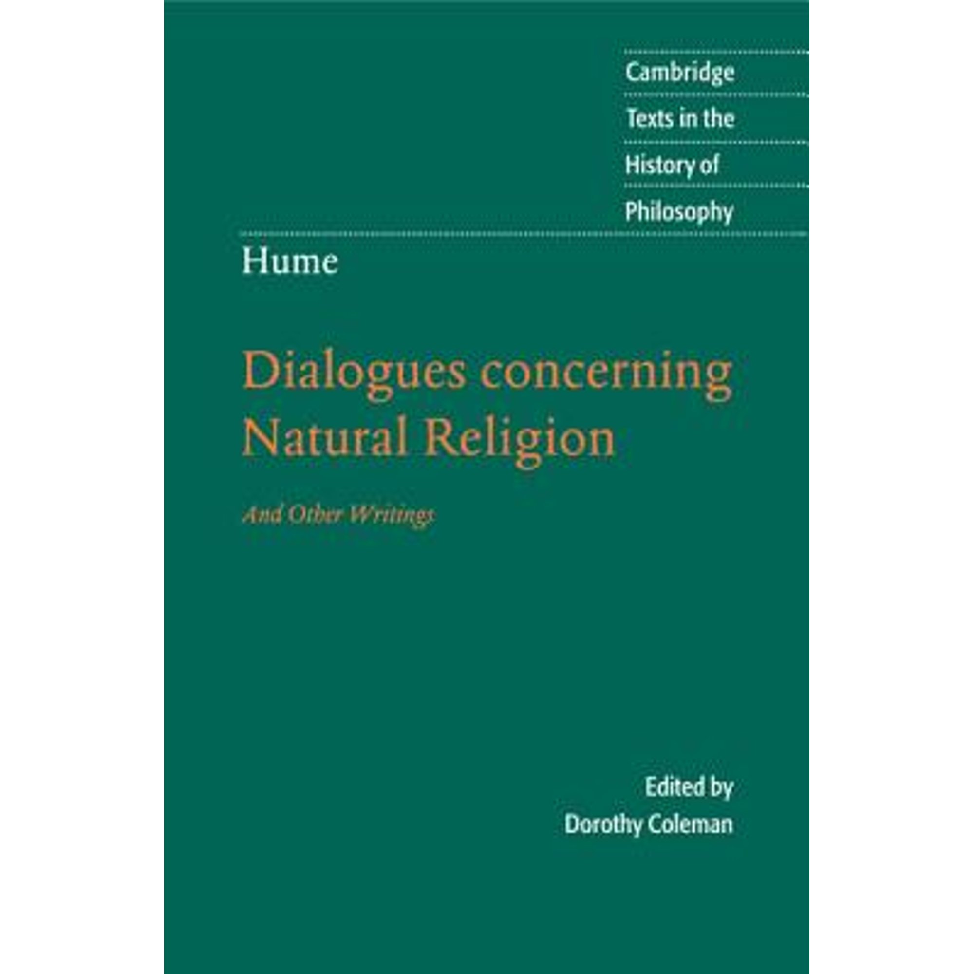 Pre-Owned Hume: Dialogues Concerning Natural Religion: And Other Writings (Paperback 9780521603591) by Dorothy Coleman