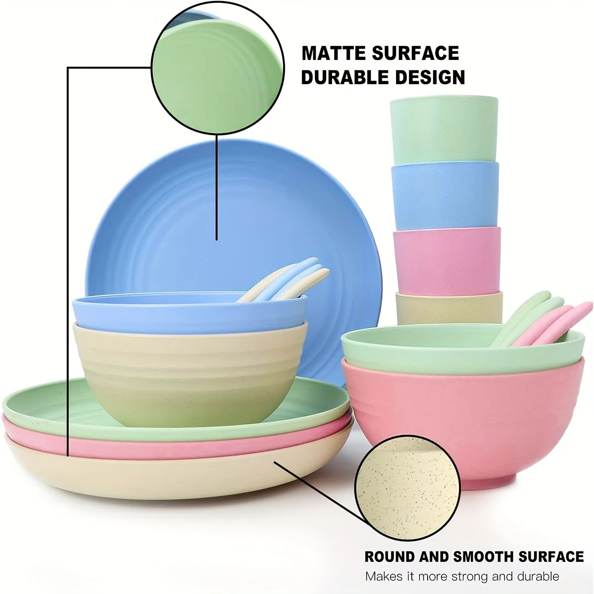 12-Piece Floral & Polka Dot Plastic Dinnerware Set – Unbreakable, Lightweight, Microwave/Dishwasher Safe, Reusable Cutlery Kit for Camping & Home