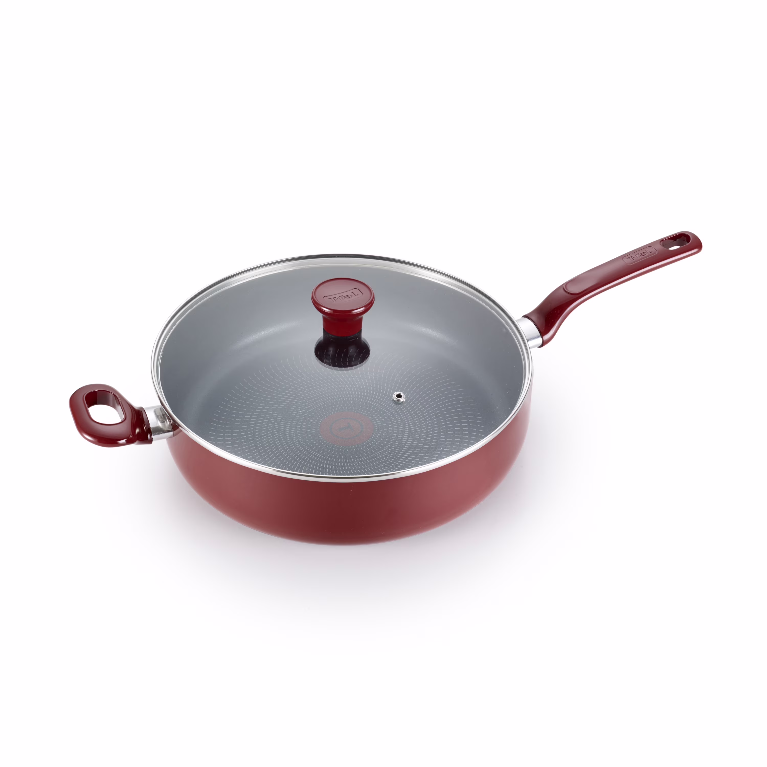 T-fal Thermo-Spot, 5 Quart, Non-Stick, Dishwasher Safe, Red, Jumbo Cooker