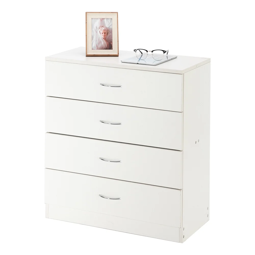 [FCH] Modern Home Furnishings Collection: White MDF Wood 4-Drawer Dresser with Sleek and Simple Design
