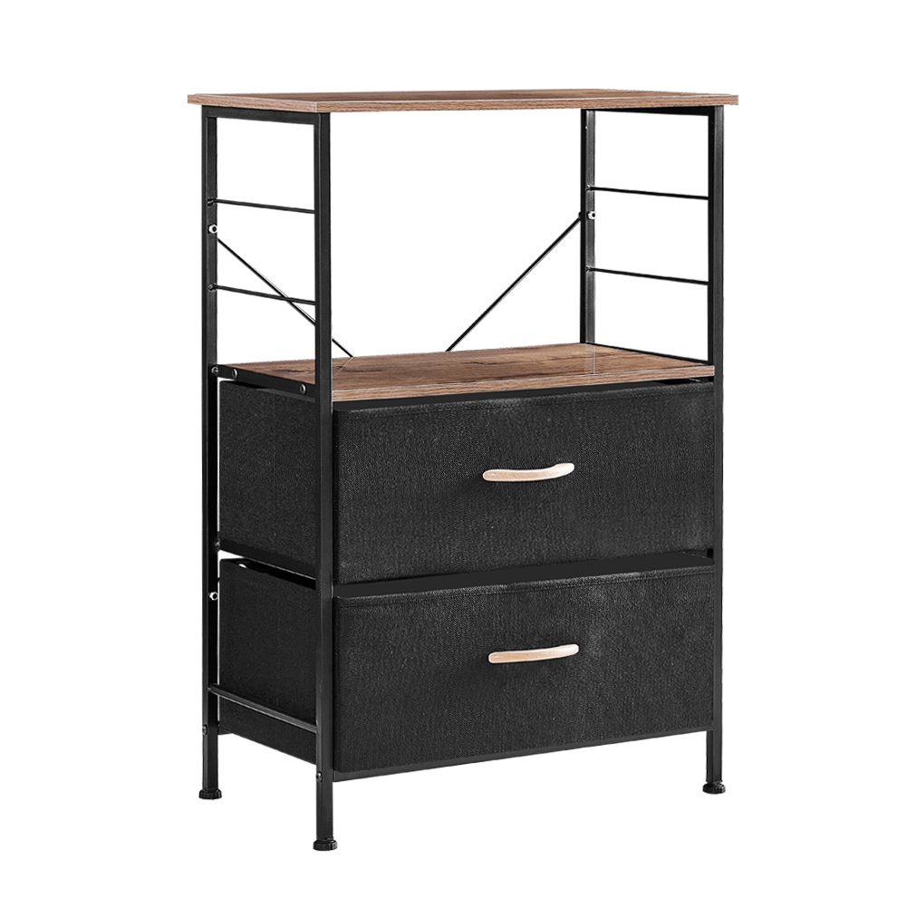 Musuos Bedside Table with 2 Fabric Drawers, Metal Frame Industrial Style
