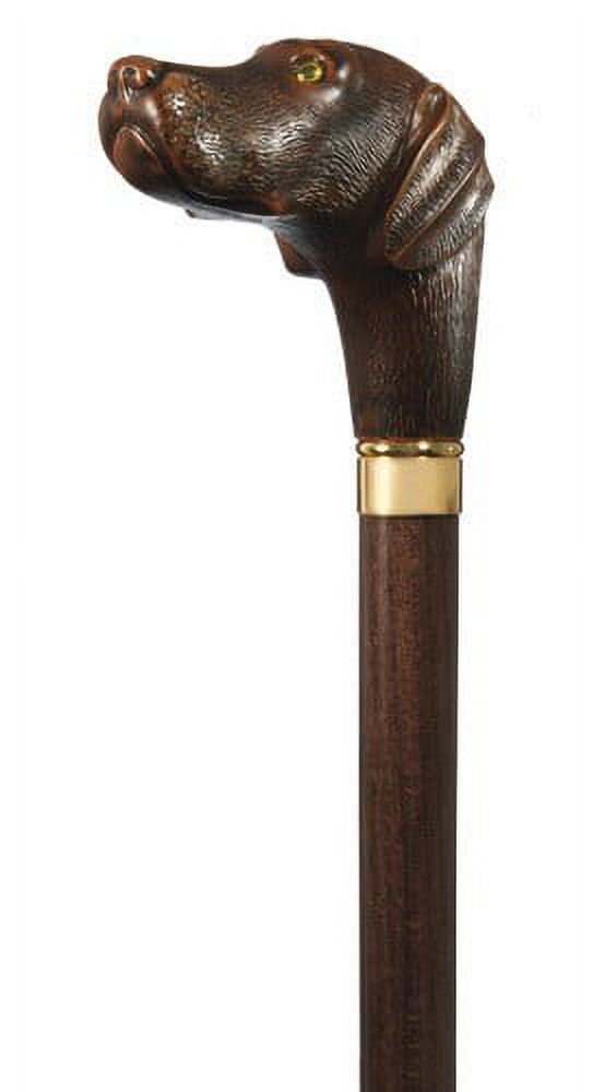 Chocolate Lab Dog Head walking cane crafted in Italy