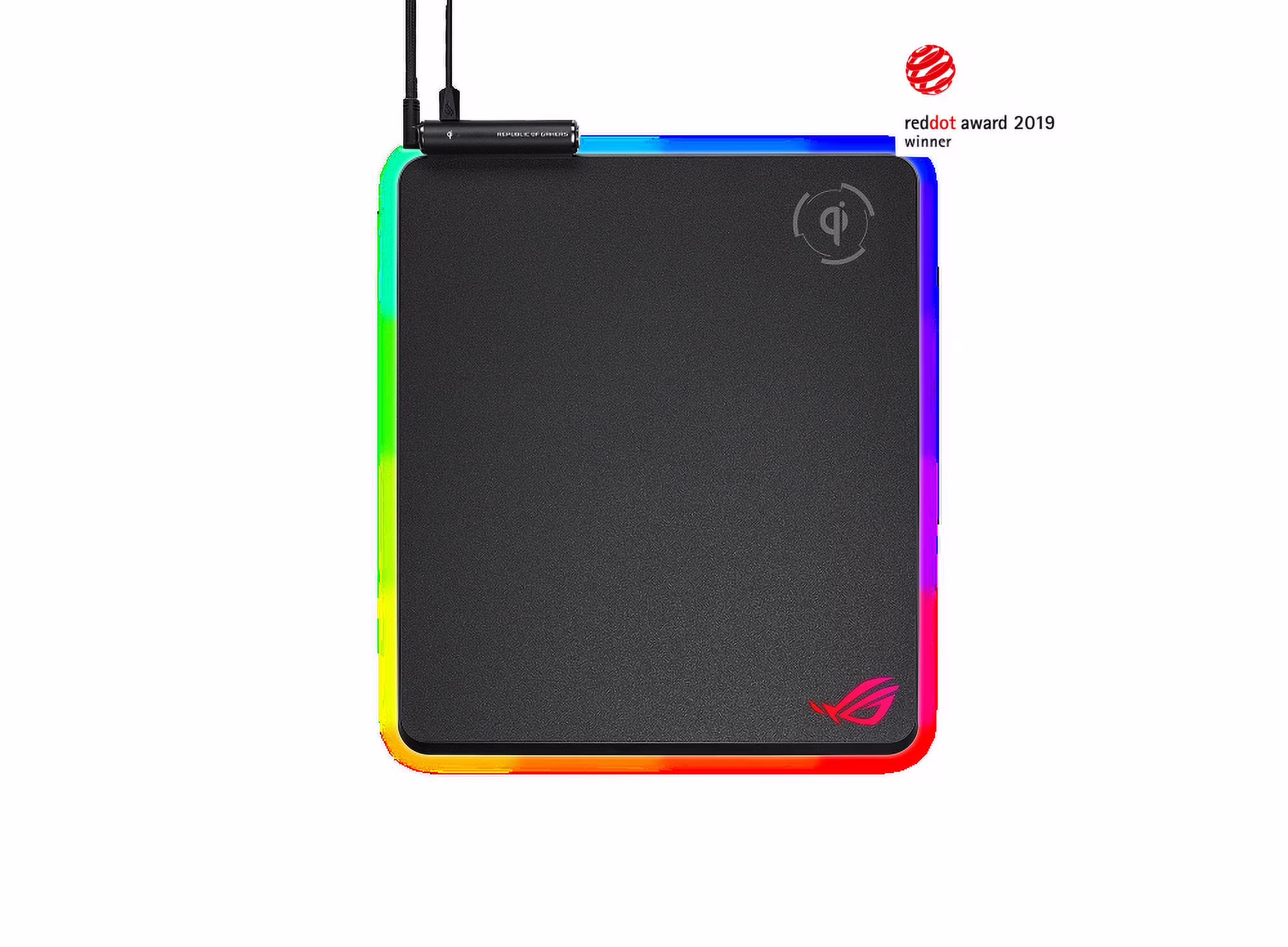 ASUS ROG Balteus Qi Vertical Gaming Mouse Pad with Wireless Qi Charging Zone, Hard Micro-Textured Gaming Surface, USB Pass-Through, Aura Sync RGB Lighting and Non-Slip Base (12.6” X 14.6”)