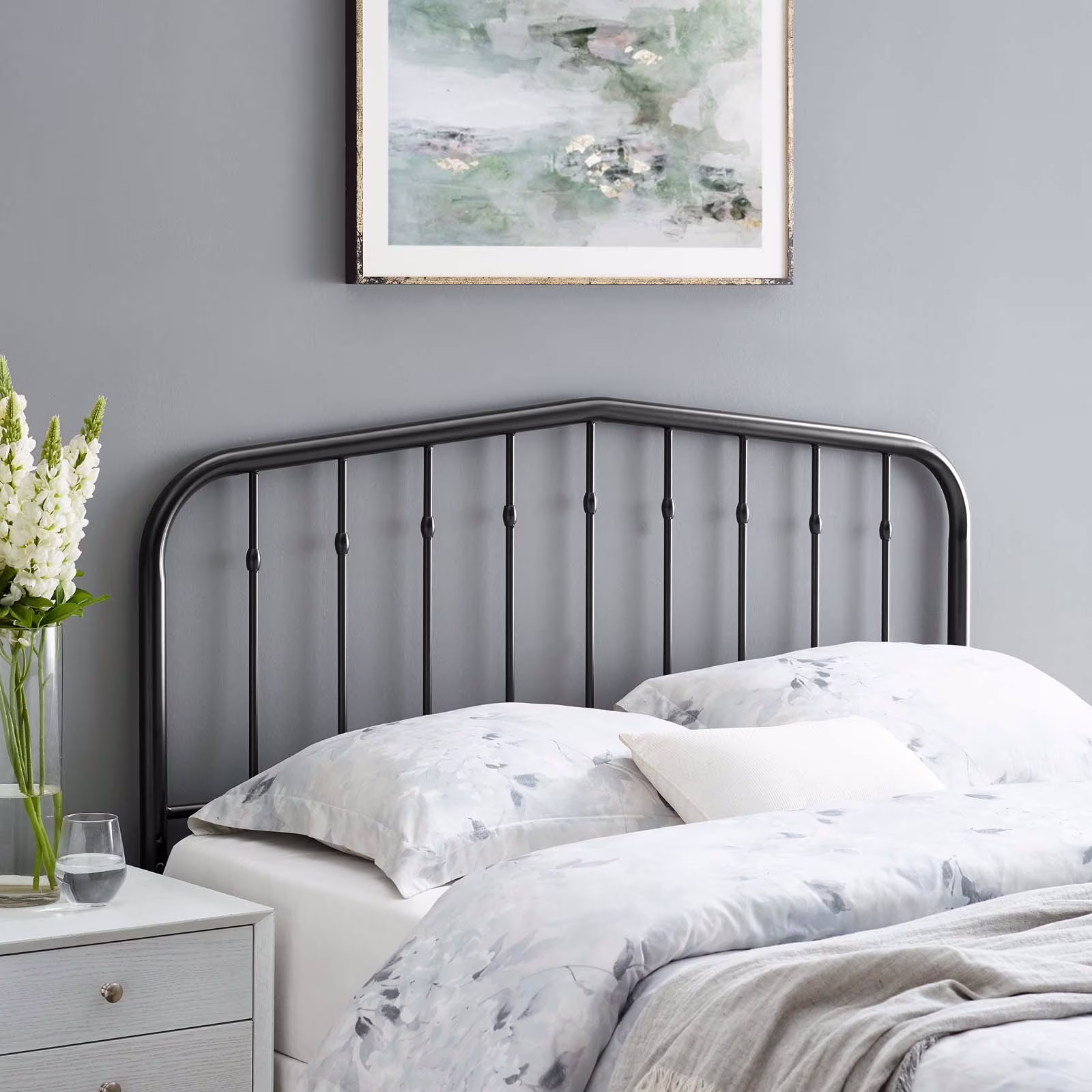 Modway Lennon King Metal Headboard in Black