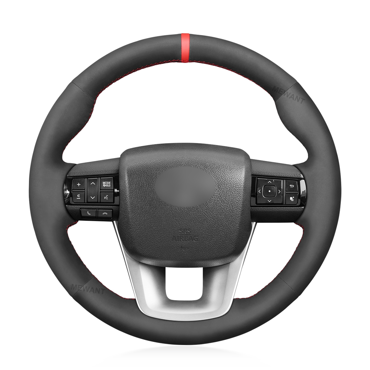 MEWANT Hand-Stitched Suede Steering Wheel Cover for Toyota Hilux 2015-2021 / Fortuner 2015-2021
