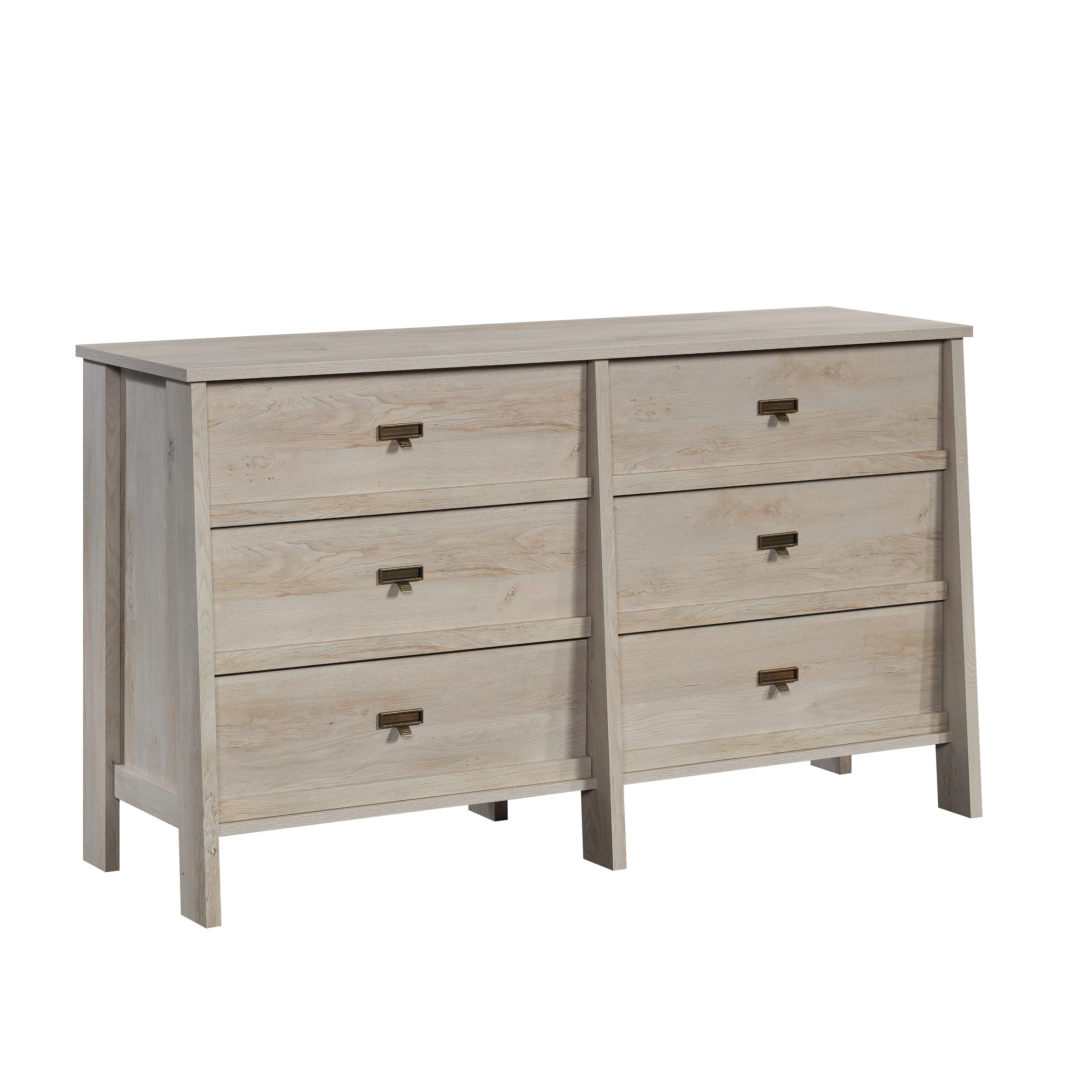 Sauder Trestle 6-Drawer Dresser in Chalked Dressernut, Chalked Chestnut Finish