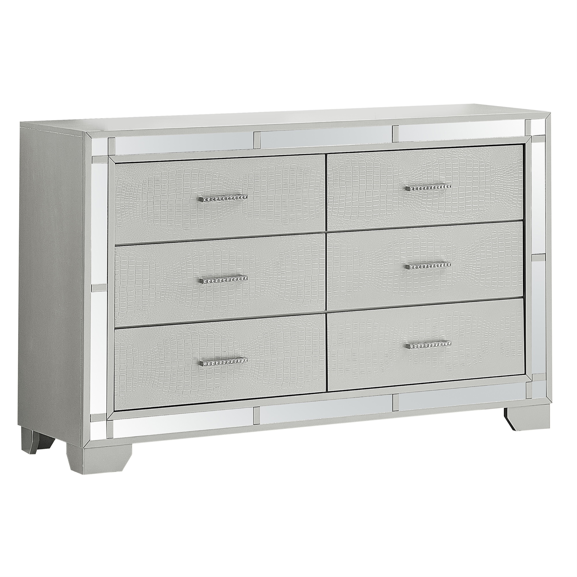 Passion Furniture  Madison 6-Drawer Silver Champagne Dresser - 37 x 59 x 17 in.
