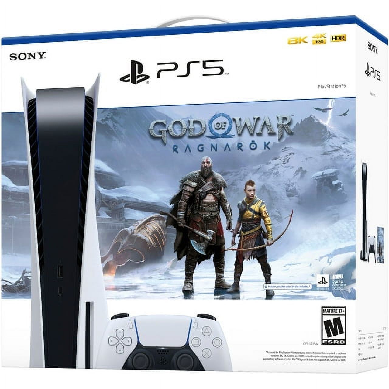 PlayStation_PS5 Video Game Console (Disc Edition) - God of War Ragnarök Bundle - Upgraded 2.8TB PCIe Gen 4 NVNe SSD Gaming Console, Cefesfy Controller Charging