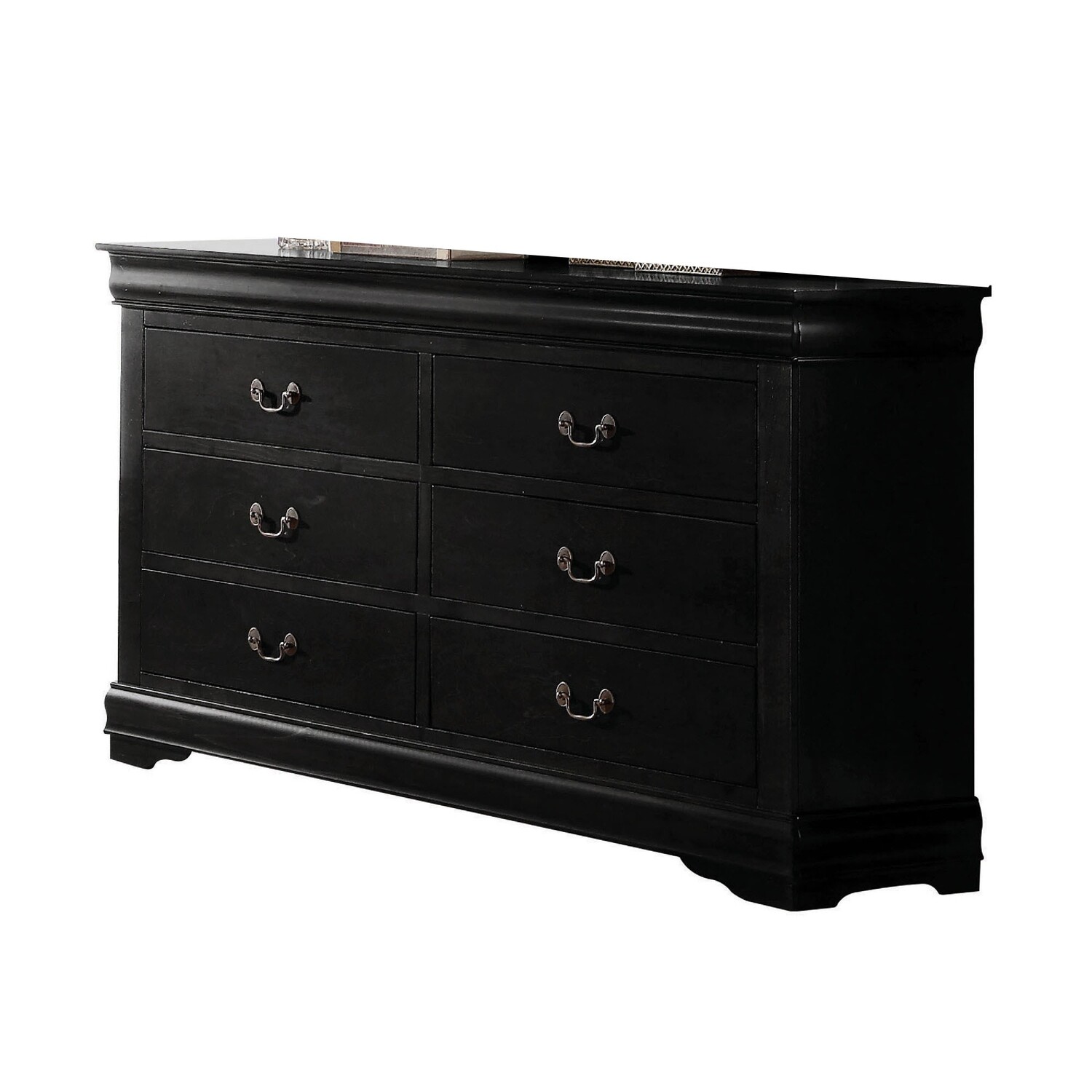 Benzara Traditional Style Wooden Dresser with Six Drawers, Black