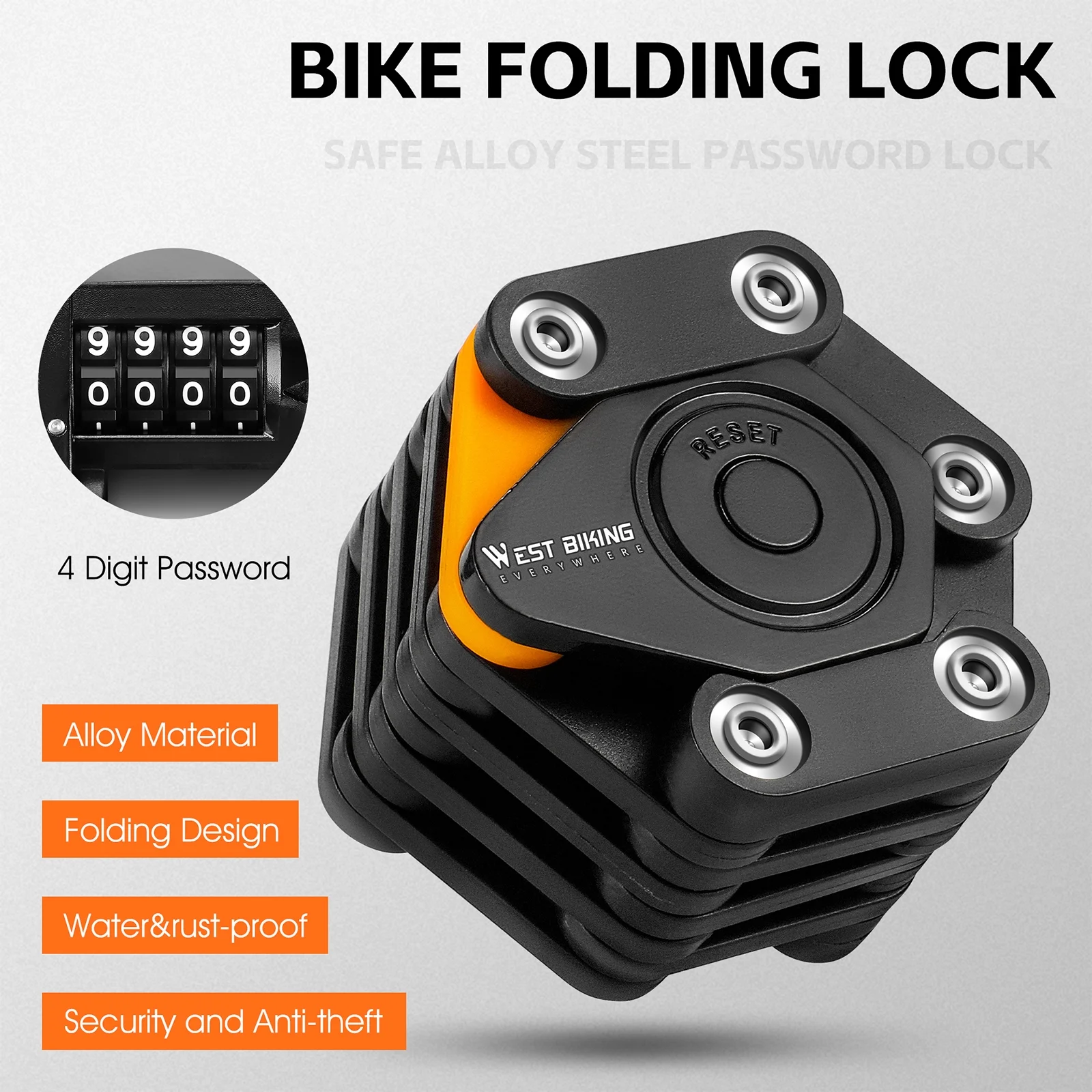 WEST BIKING Bike Lock,Bike Lock Antitheft Bike Chainlock Lock Antitheft Bike Chainlock Lock Safety Lock Chainlock Lock Safety Lock Antitheft Bike