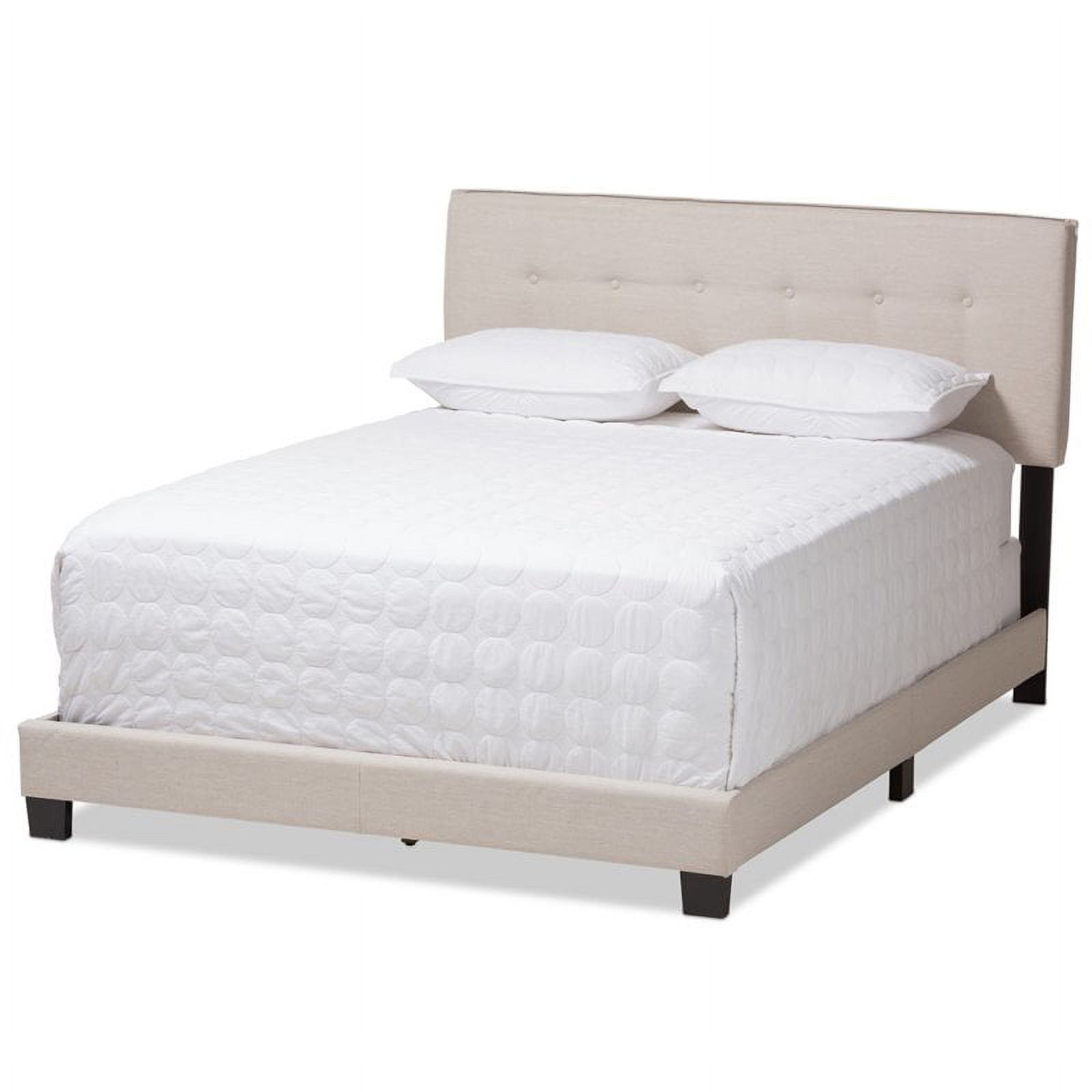 Bowery Hill Fabric Tufted King Bed in Light Beige