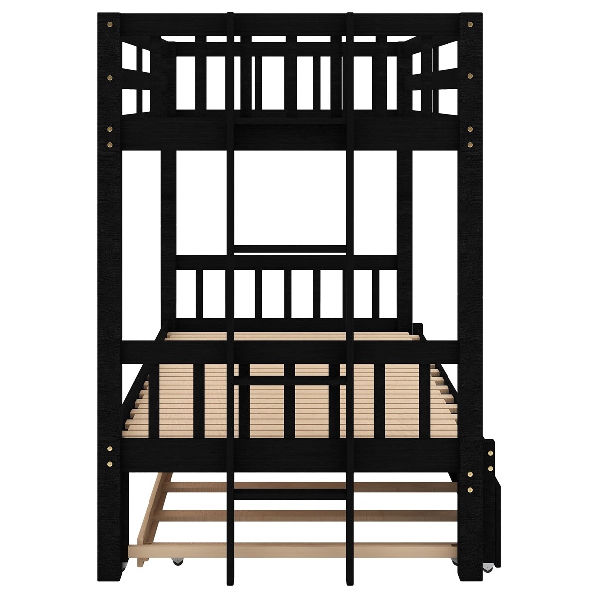 MERAX  Twin over Twin/Full Bunk Bed, Pull-out Bunk Bed with Trundle Espresso