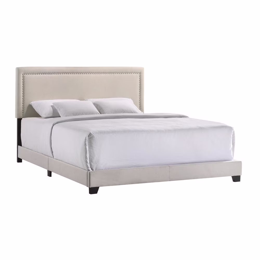 Intercon Furniture Zion Modern Fabric King Upholstered Bed in Zion Fog Beige