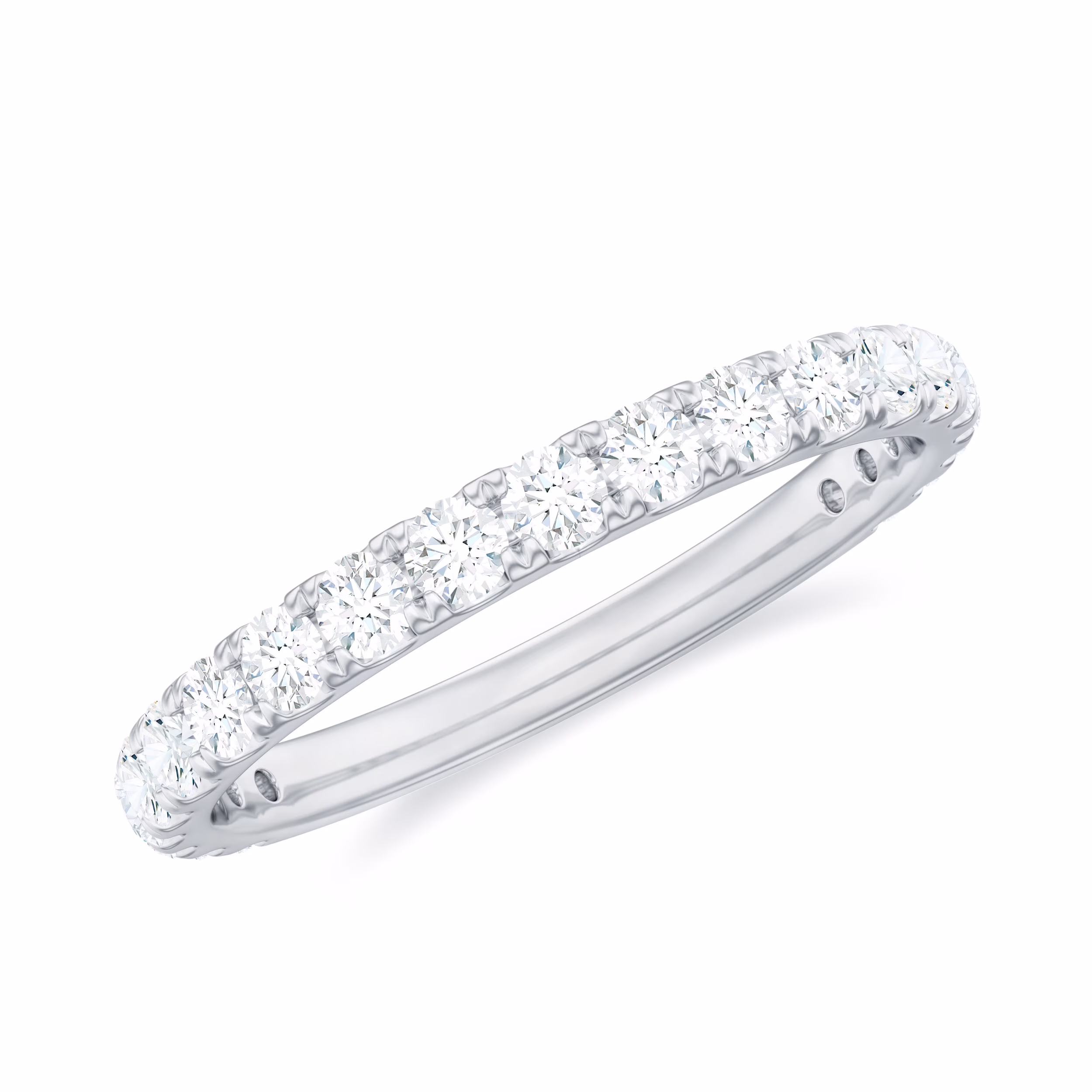 Certified Moissanite Half Eternity Ring for Women, Stackable Ring - D-VS1 Grade, 925 Sterling Silver, US 4.00