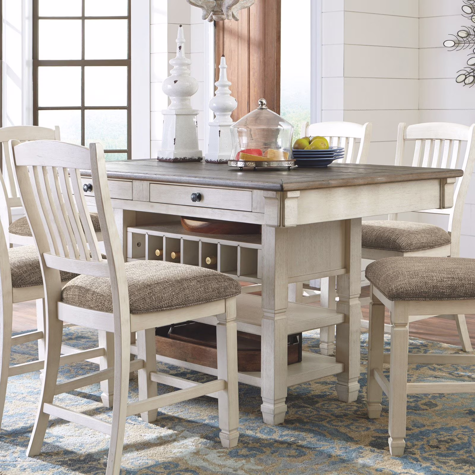 Ashley Bolanburg Engineered Wood Counter Height Dining Table in Two-Tone
