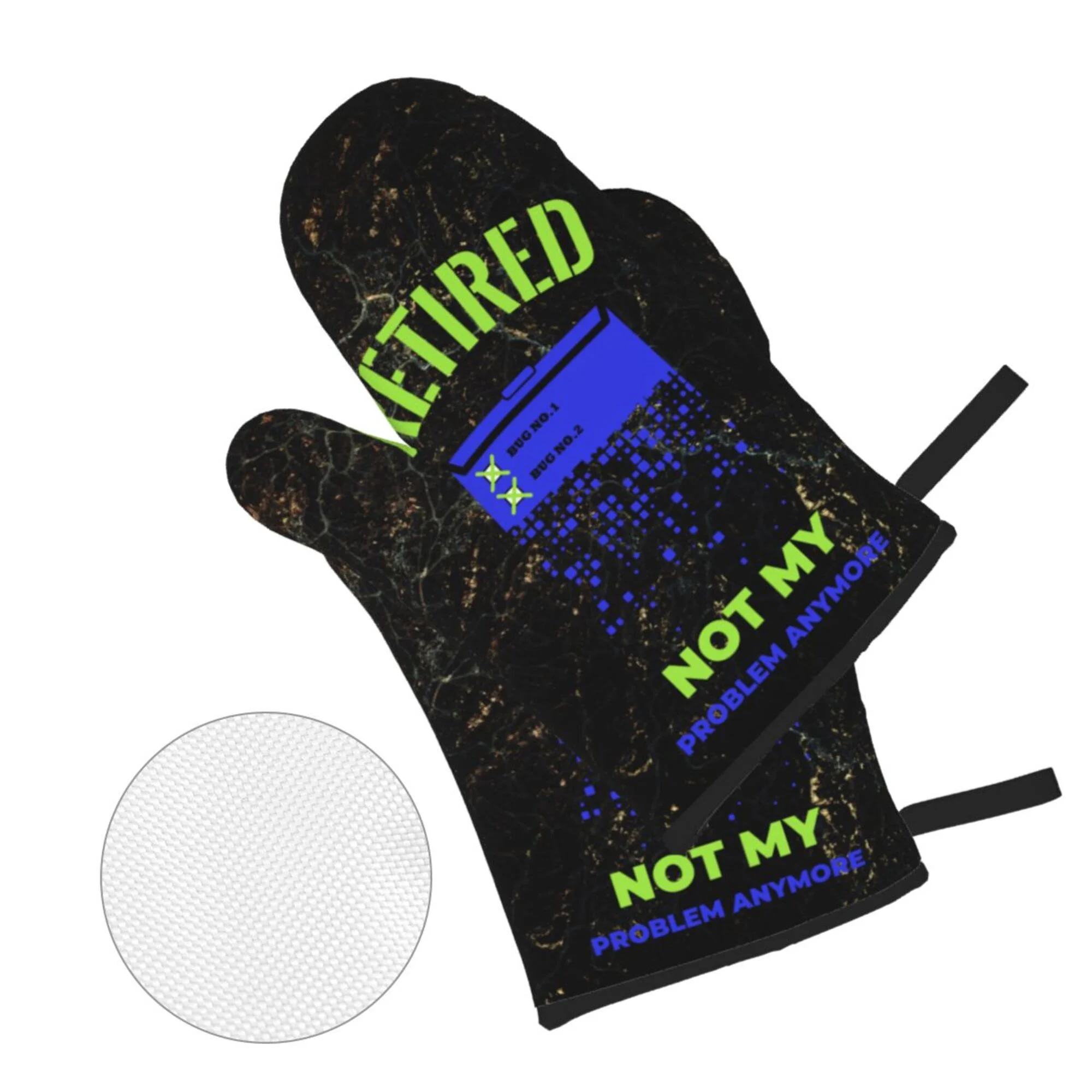 Happy Retirement Funny Words Oven Mitts and Pot Holders Sets Baking Sets for Kitchen Bbq Gloves Heat Resistant Cooking Blessings Questions 4 Pieces