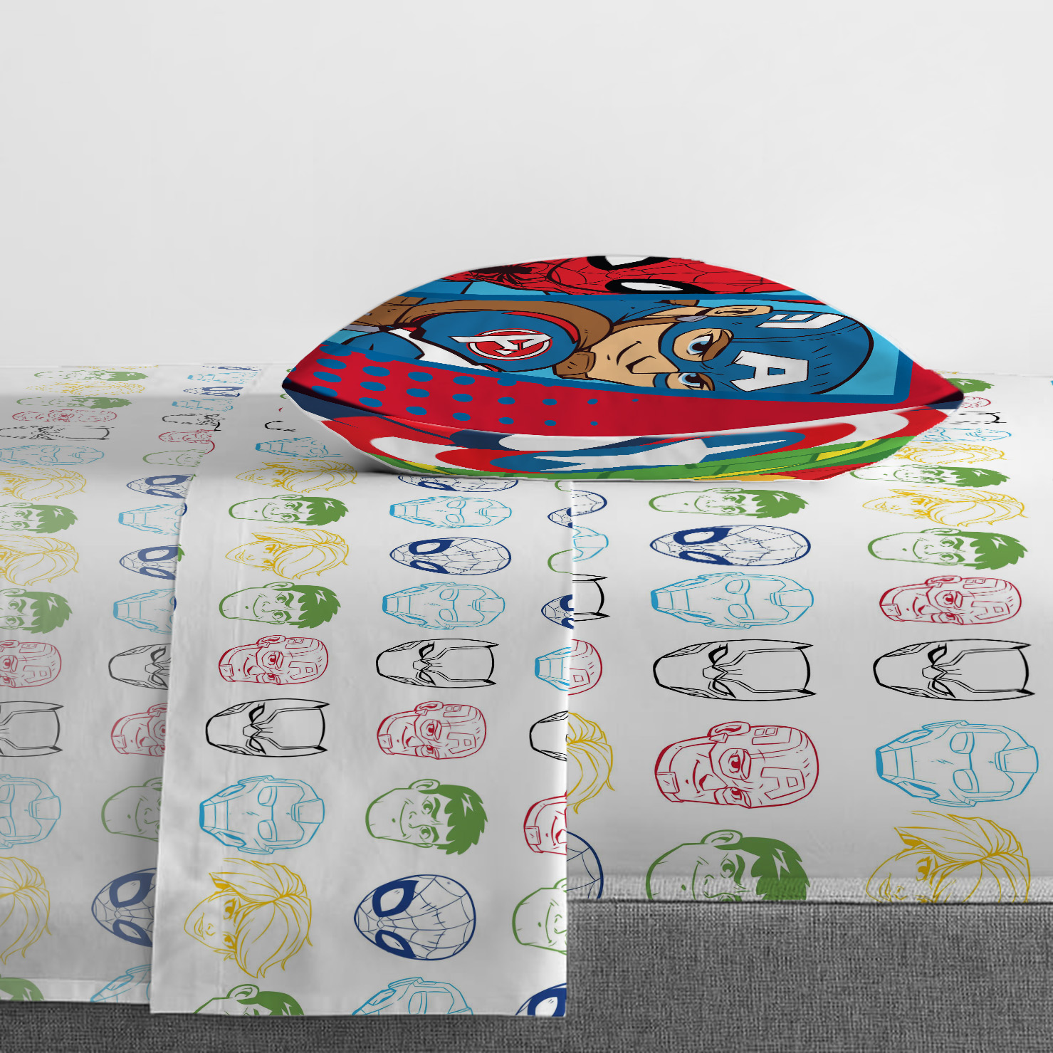 Super Hero Adventures Double Team Kids 4 Piece Twin Bed Set, 100% Microfiber, Blue