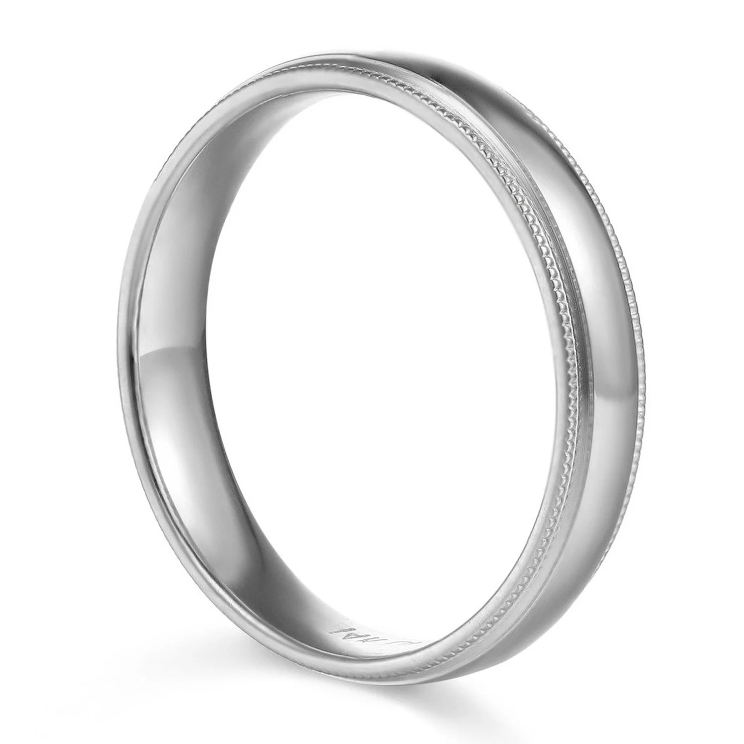 Precious Stars 14K White Gold 3-mm Unisex Comfort-Fit Polished Milgrain Wedding Band