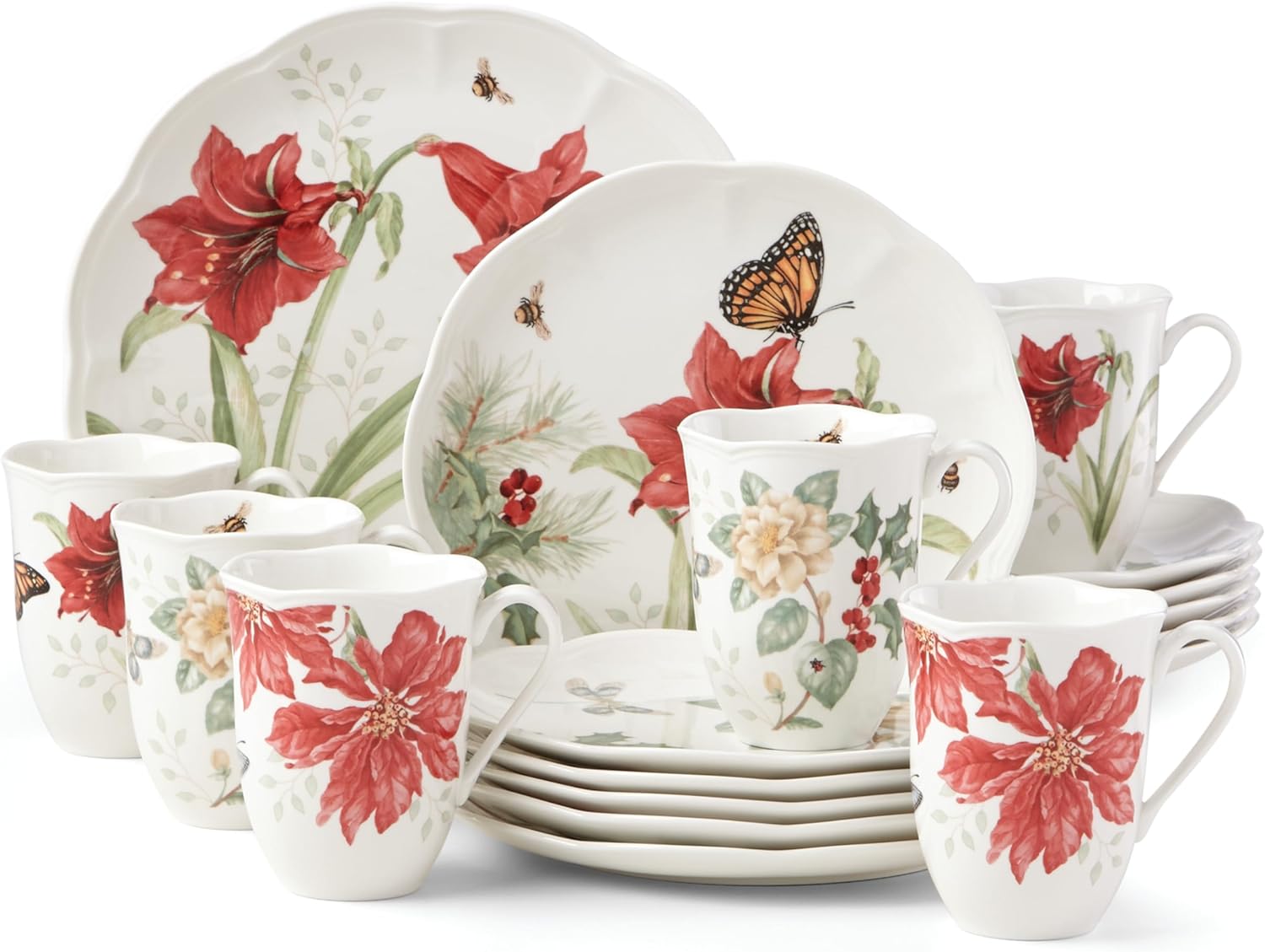 Meadow Porcelain 18-Piece Holiday Dinnerware Set
