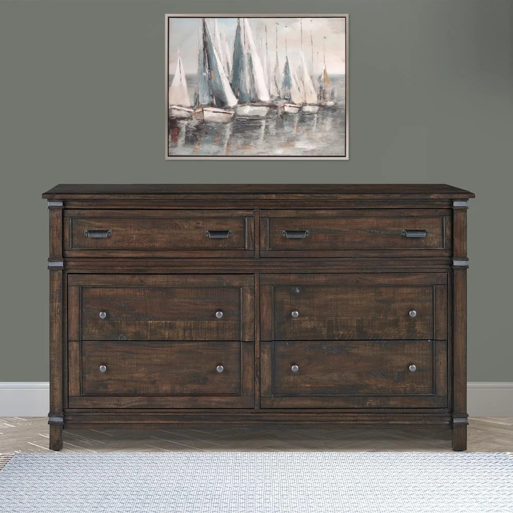 American Woodcrafters Farmwood Six Drawer Dresser