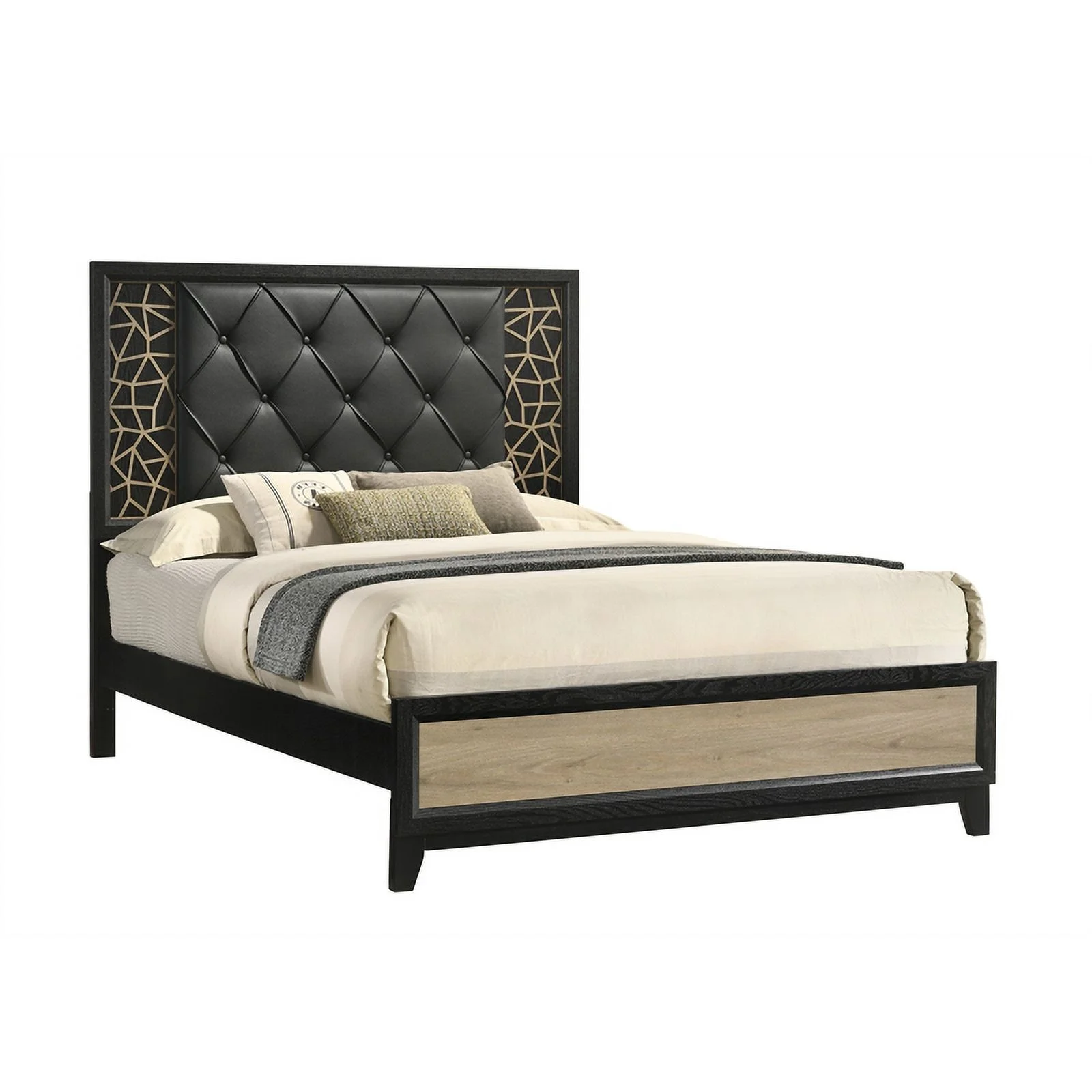 Pemberly Row Modern Upholstered Queen Bed Made with Wood in Black