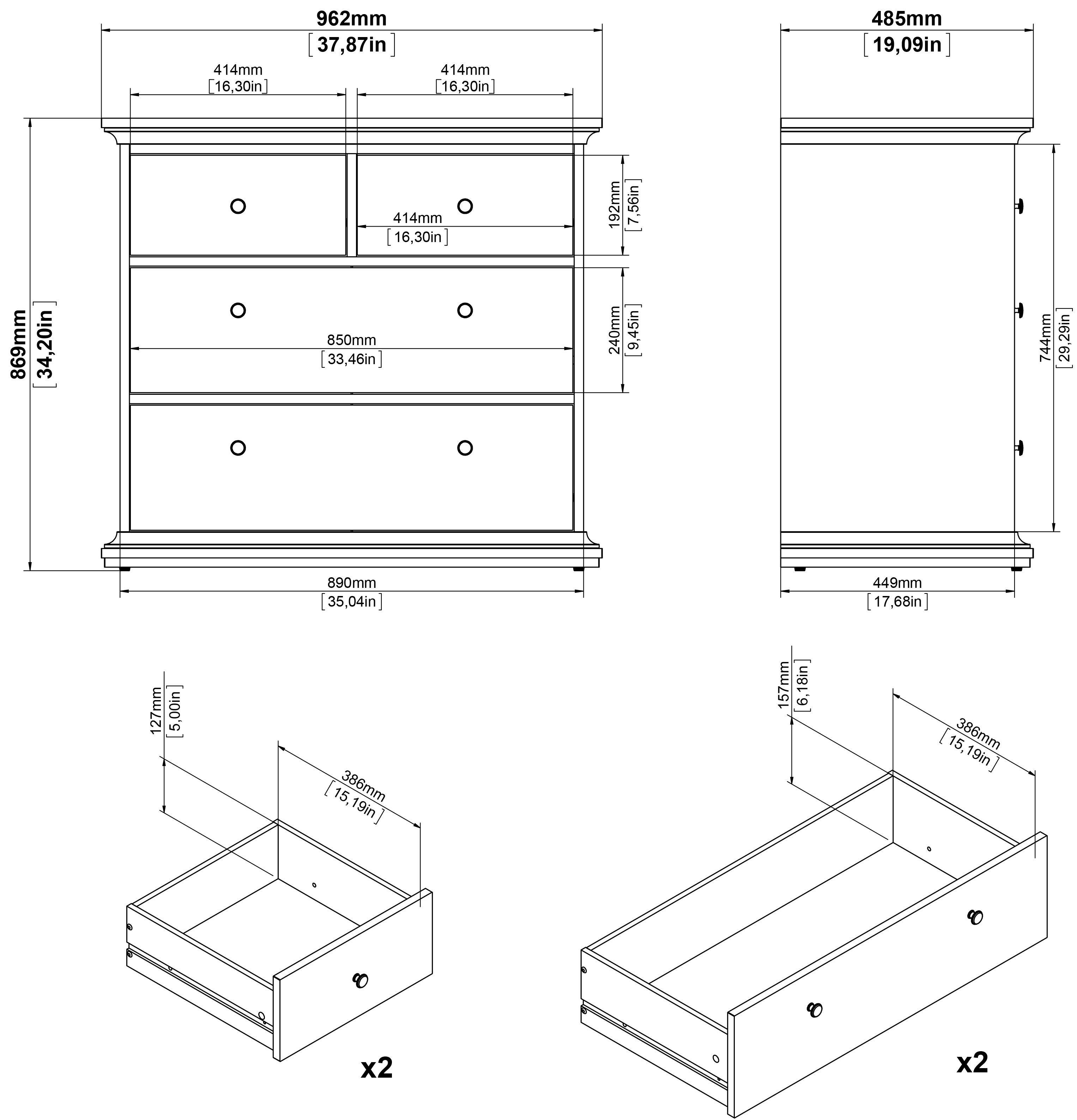 Maison Park 4 Drawer Chest, White