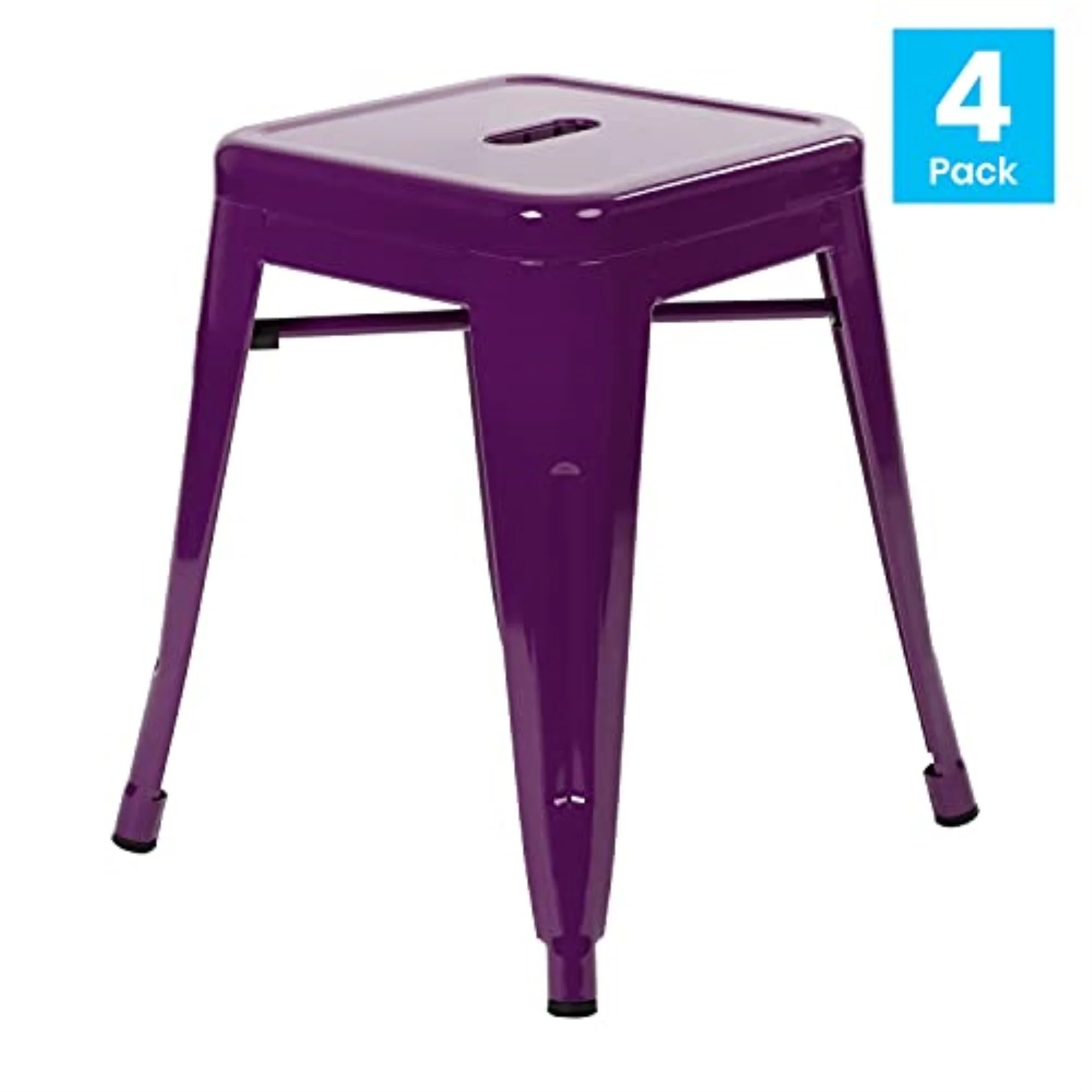 Flash Furniture Kai Backless Metal Dining Stool, Purple, Set of 4