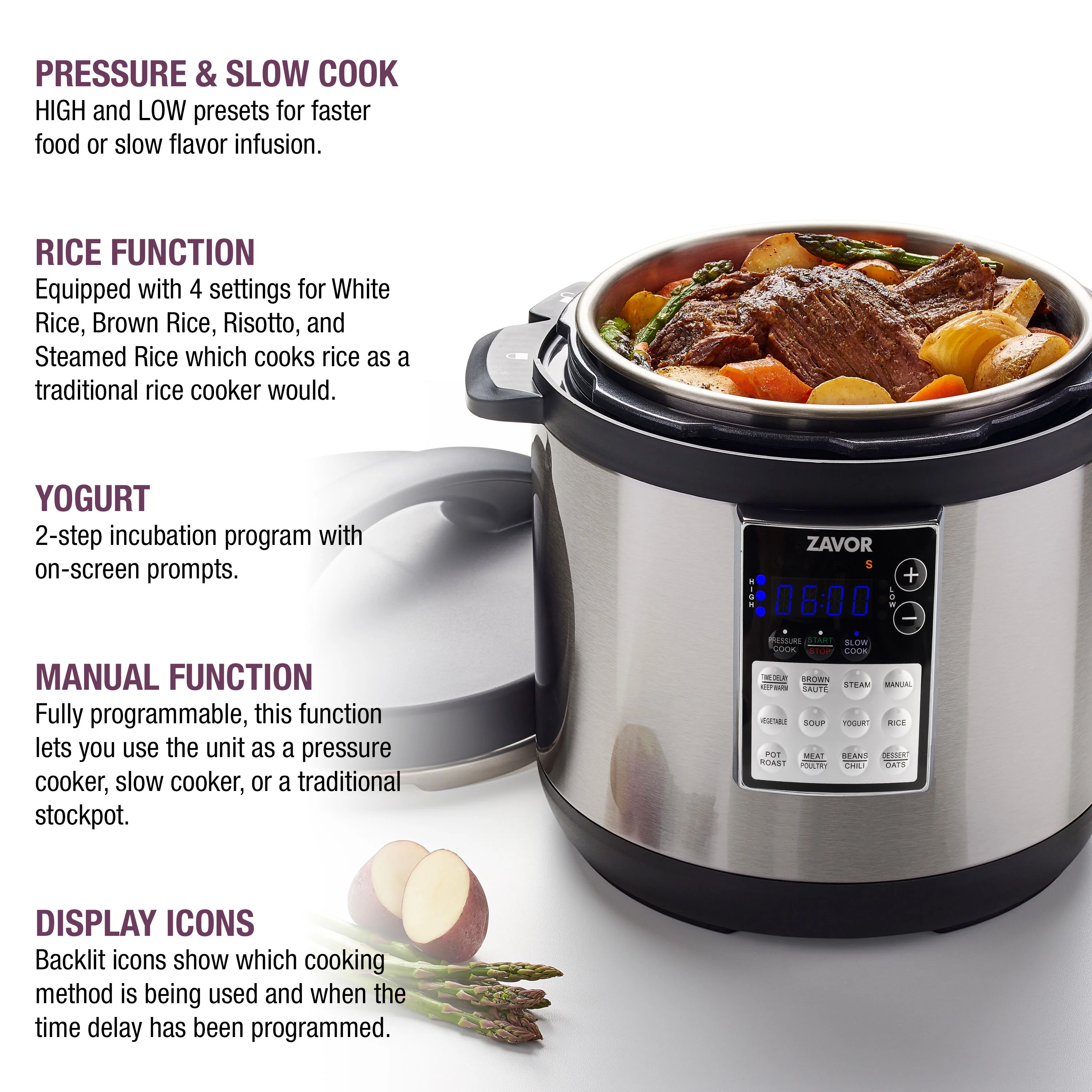 Zavor LUX Edge Multicooker, Electric Pressure Cooker, Rice and Slow Cooker
