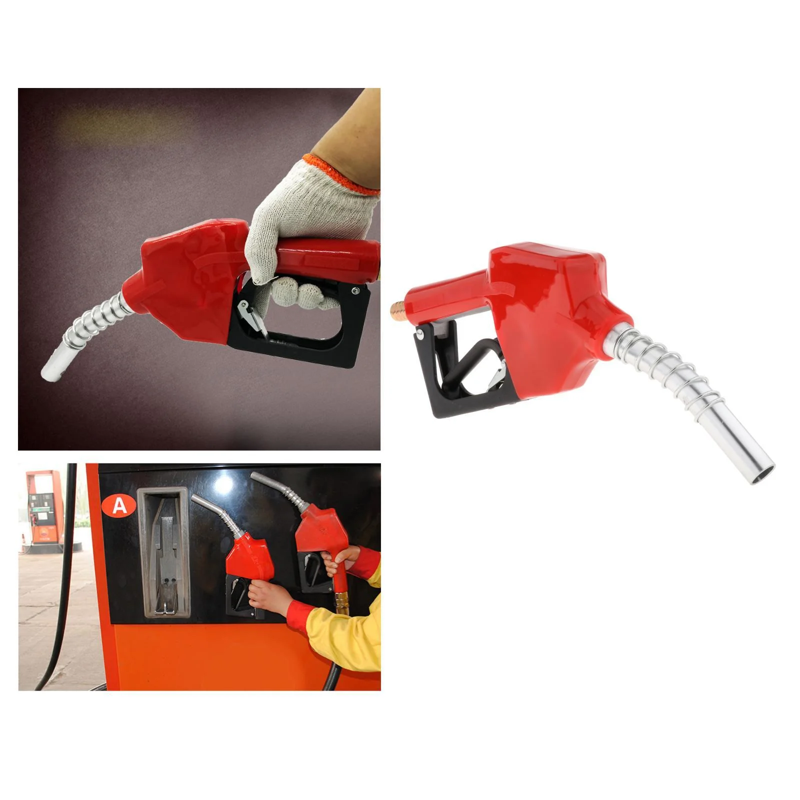 Aluminum Automatic Fuel Nozzle Dispenser Auto Shut Off Petrol Refilling Heavy Duty L/min 0.18MPa Fuel 0.75 inch Outlet