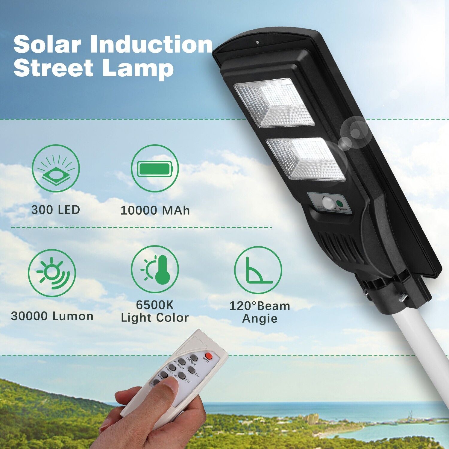 9900000000LM Commercial LED Solar Street Lights Dusk to Dawn BIG Road Lamp +Pole