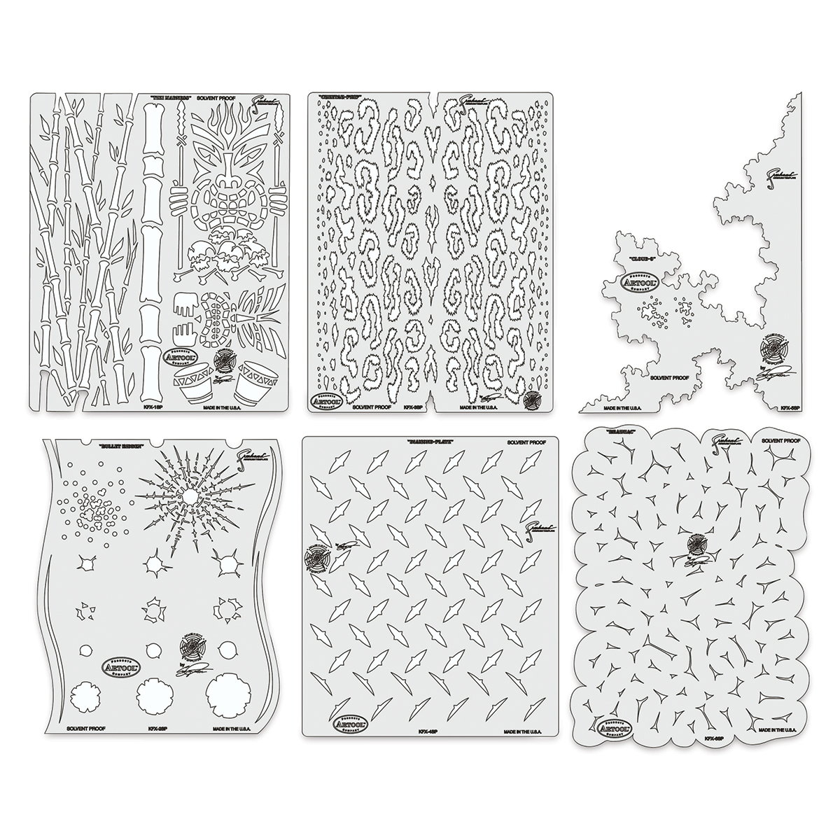 Iwata Artool Freehand Template - Set of 6, Kustom FX II Mini