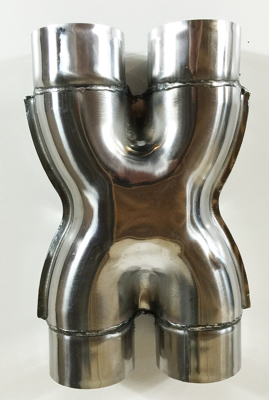 Exhaust Stamped X Pipe 2.50" Dia Dual Inlet to 2.50" Dia Dual Outlets Polished Stainless Steel WPSXP250-250SS Wesdon Exhaust Stamped X Pipe