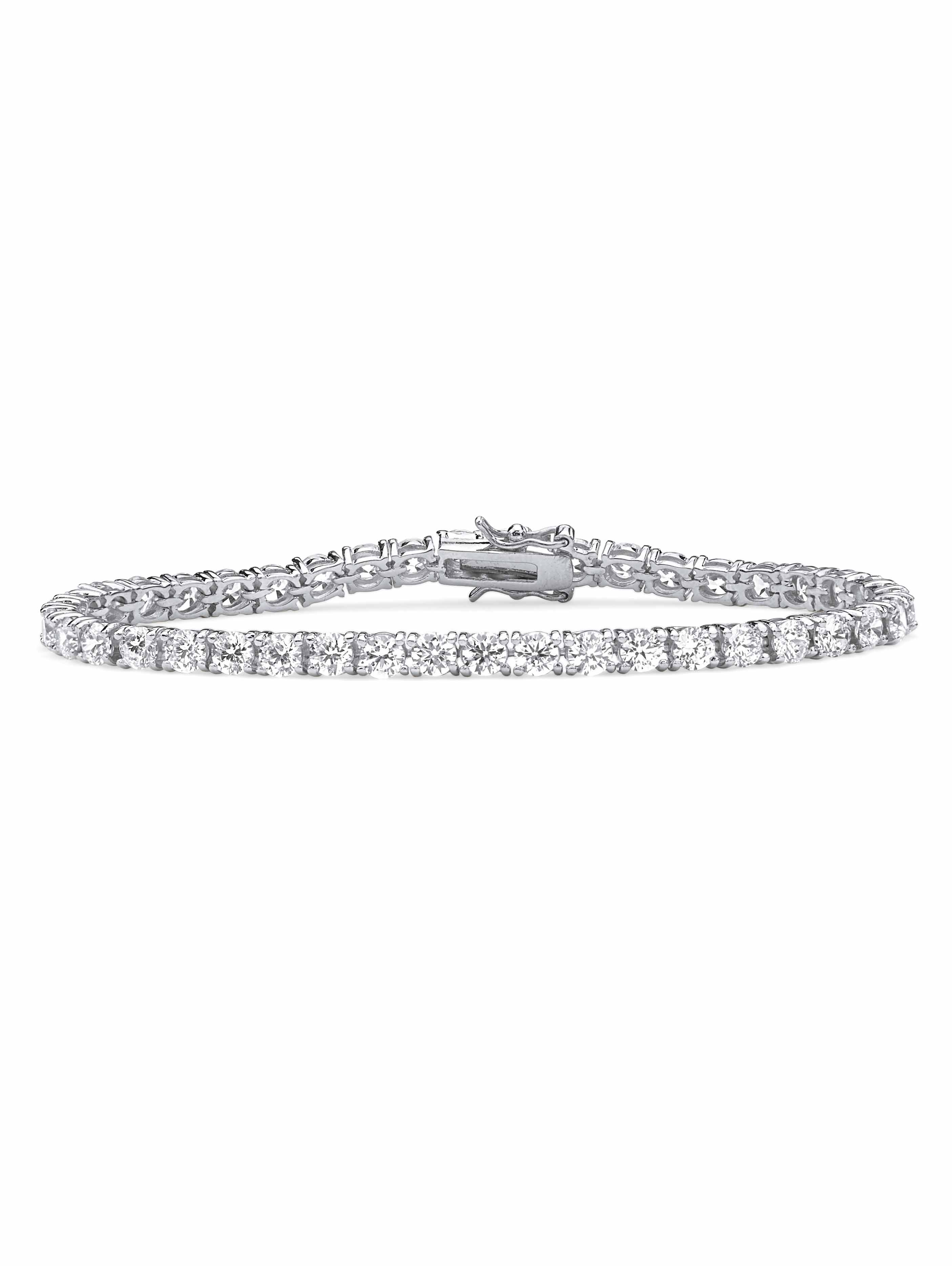PalmBeach Jewelry Round Cubic Zirconia Tennis Bracelet 10.75 TCW in Sterling Silver 7.5