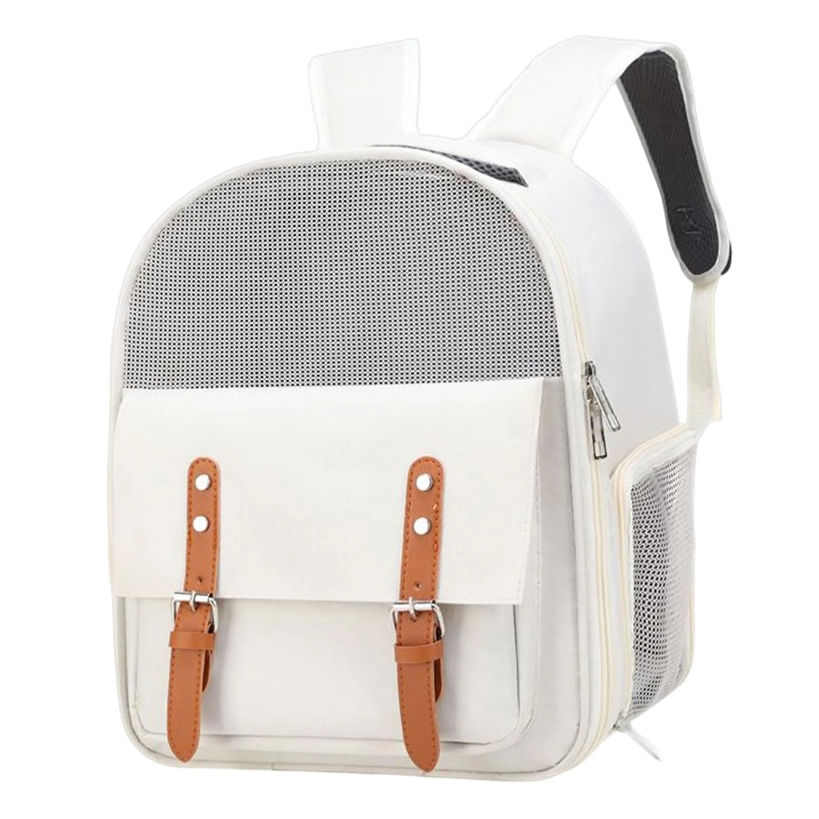 Cat Carrier Backpack Ventilated Mesh with Pocket Large Space Portable Large Capacity Carry Backpack Carrying Bag for Outdoor Hiking Travel , Beige