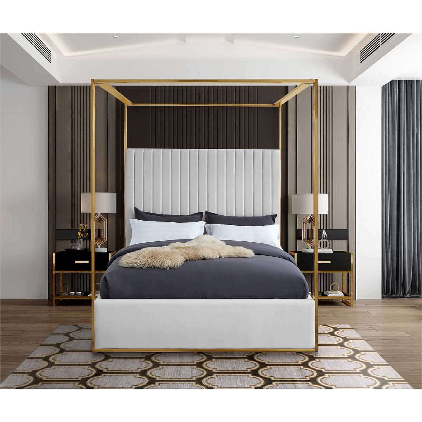 Meridian Furniture Jones White Vegan Leather Queen Bed
