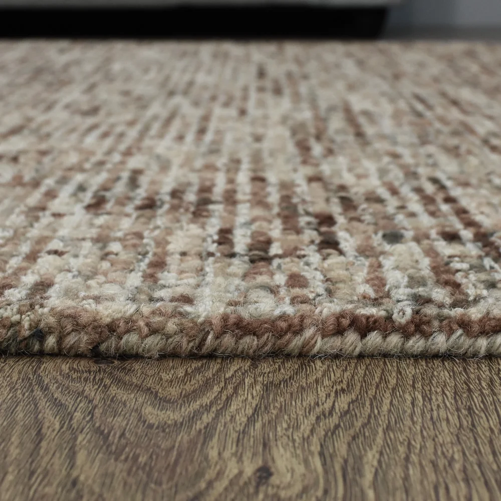Rugsotic Carpets Hand Tufted Wool 9'x12' Area Rug Solid Beige Brown KWC111