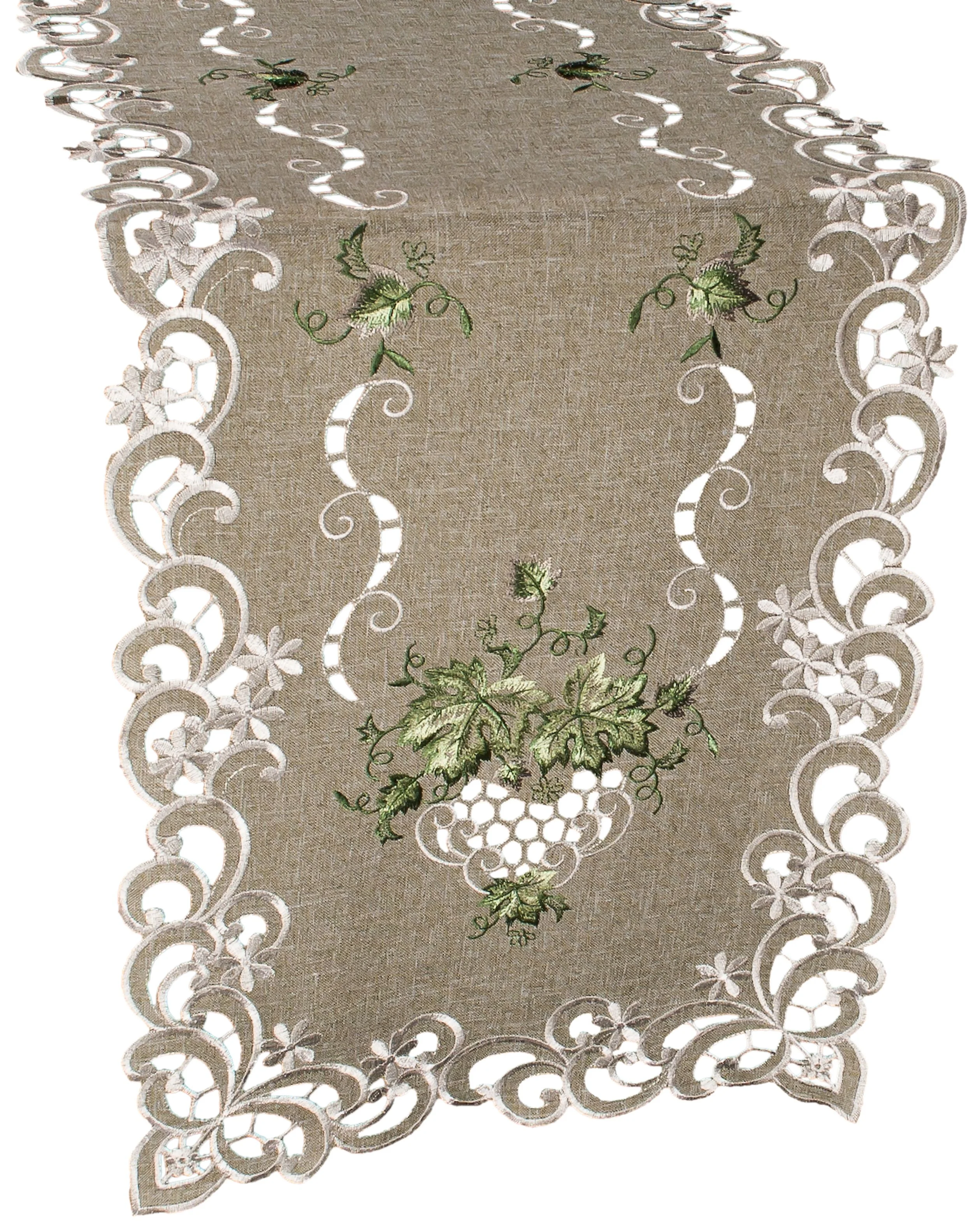 Antique Green Leaf on Sage Green Rectangular Runner (14