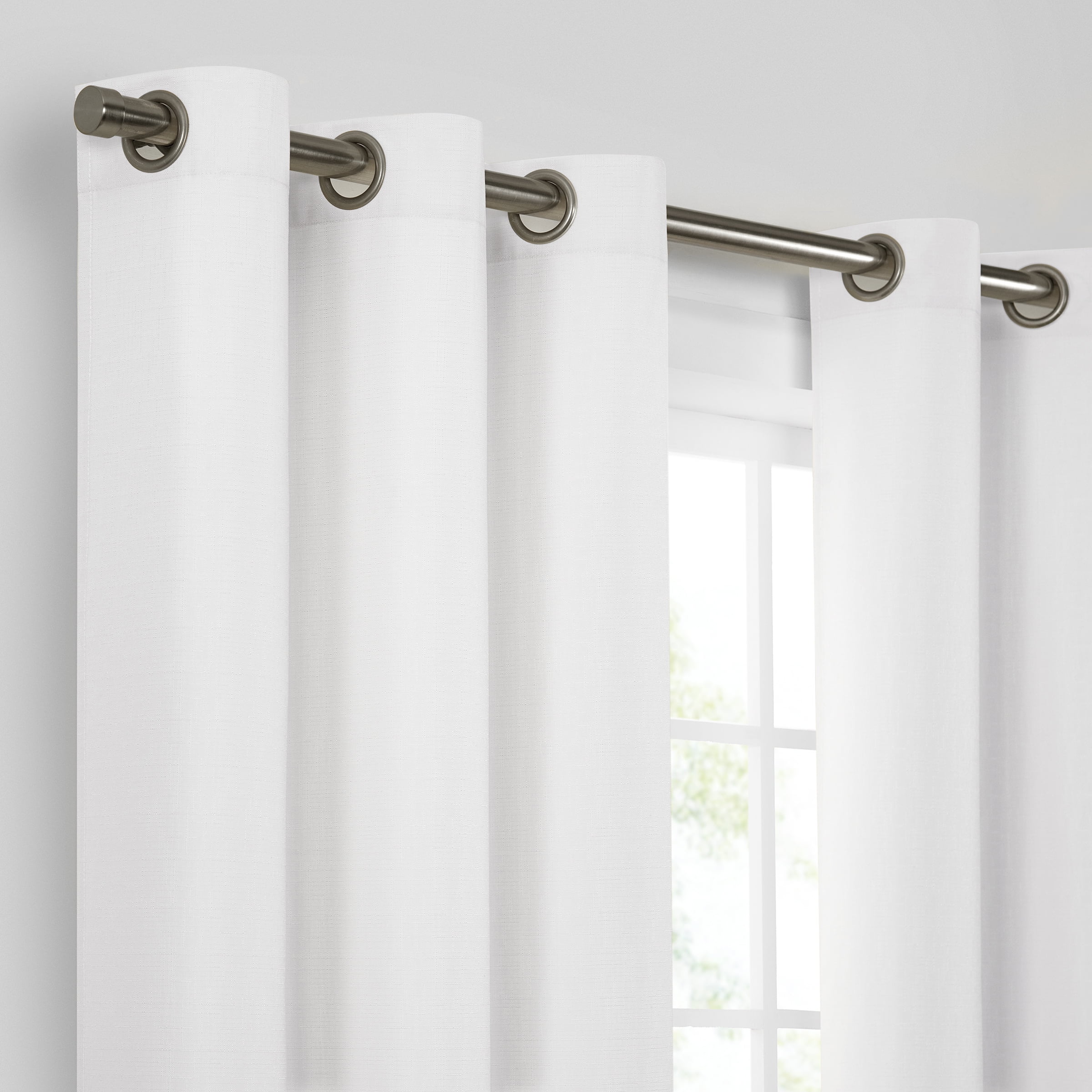 Eclipse Dayton Grommet Solid Textured Thermaback Blackout Curtain Panel, White, 42